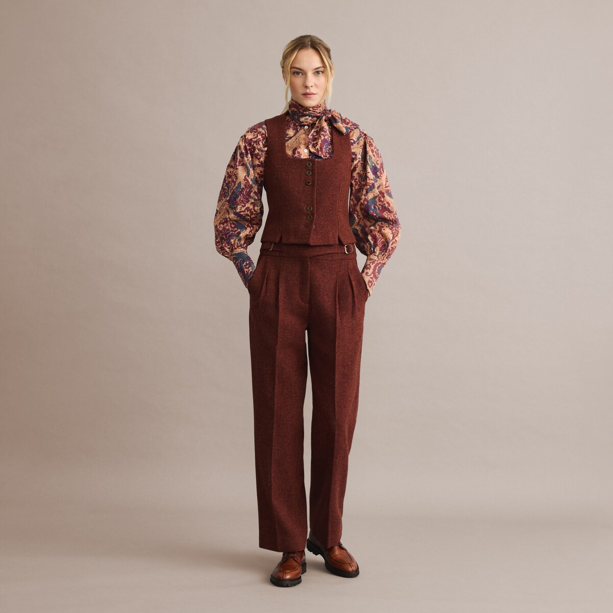 Camisa de Mulher com Laço Azul-4