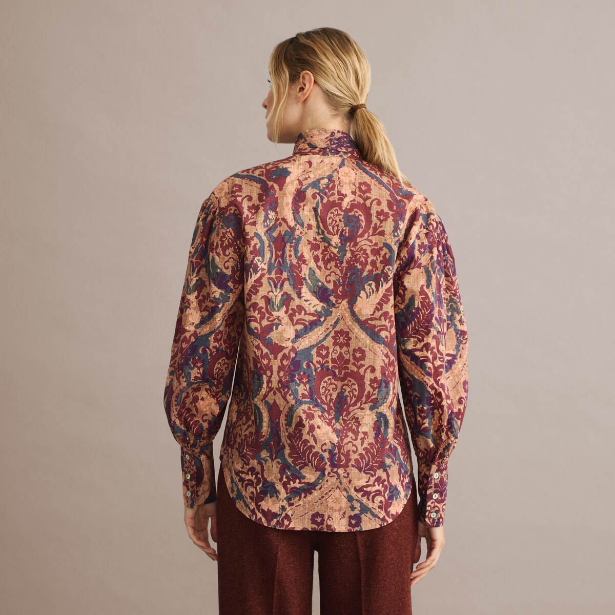 Camisa de Mulher com Laço Azul-5