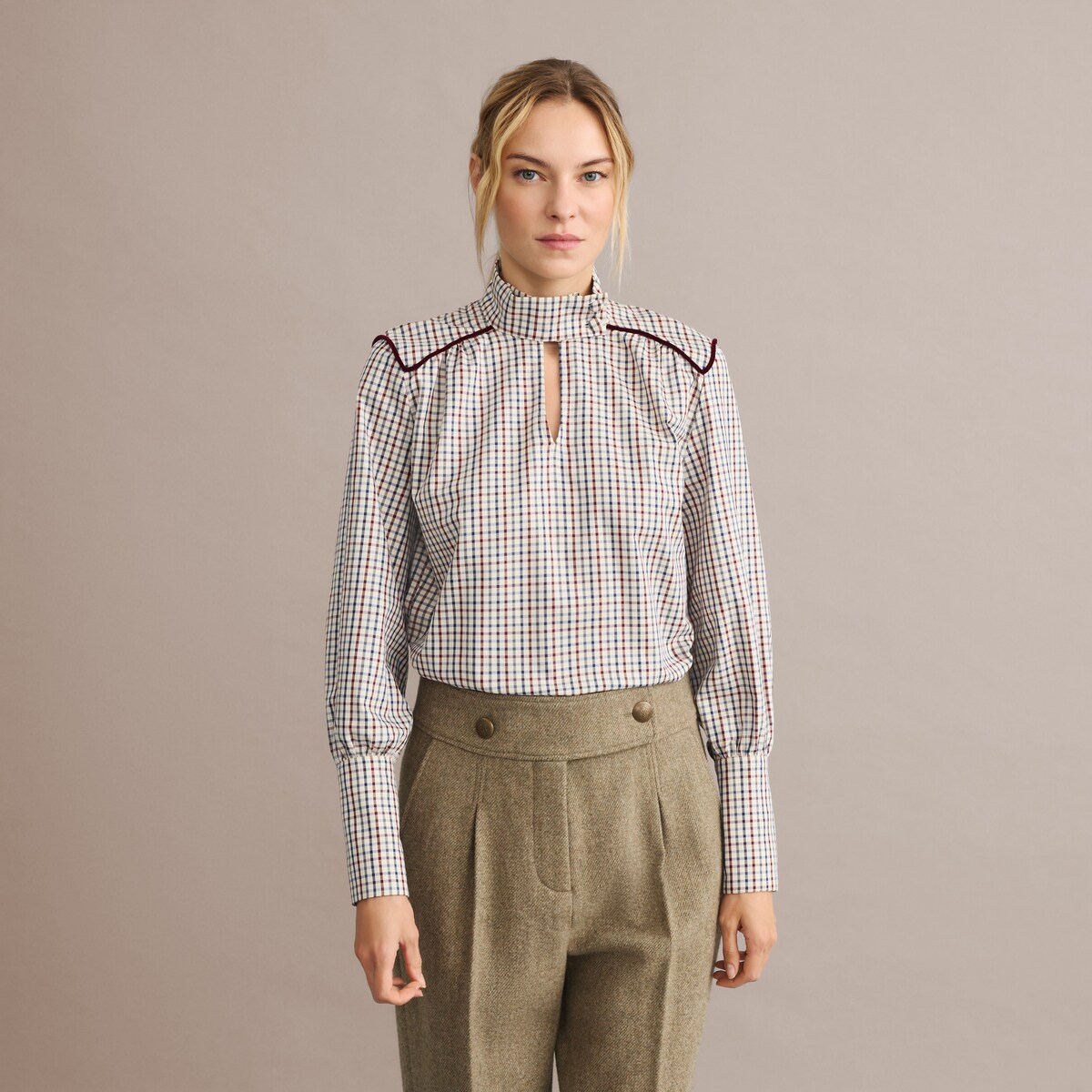 Camisa aos Quadrados de Mulher Multicolor-2