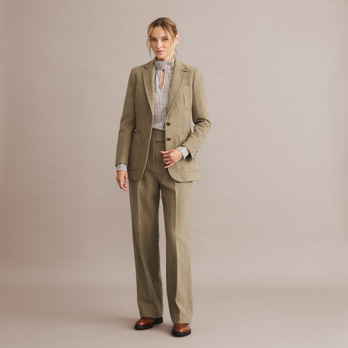 Camisa aos Quadrados de Mulher Multicolor-3