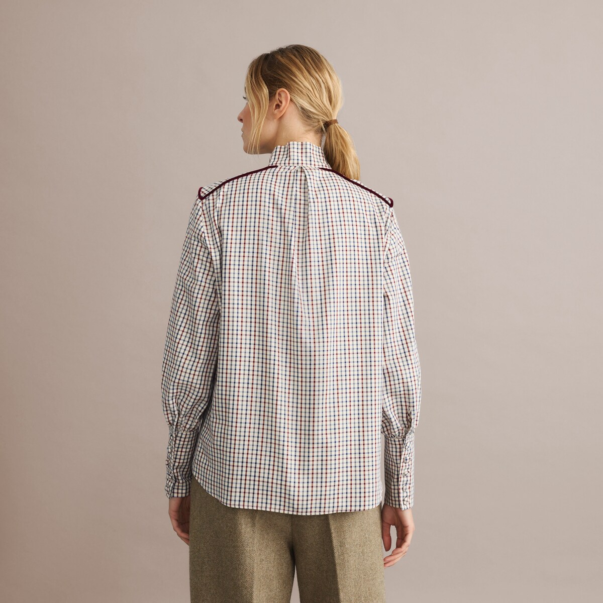 Camisa aos Quadrados de Mulher Multicolor-4