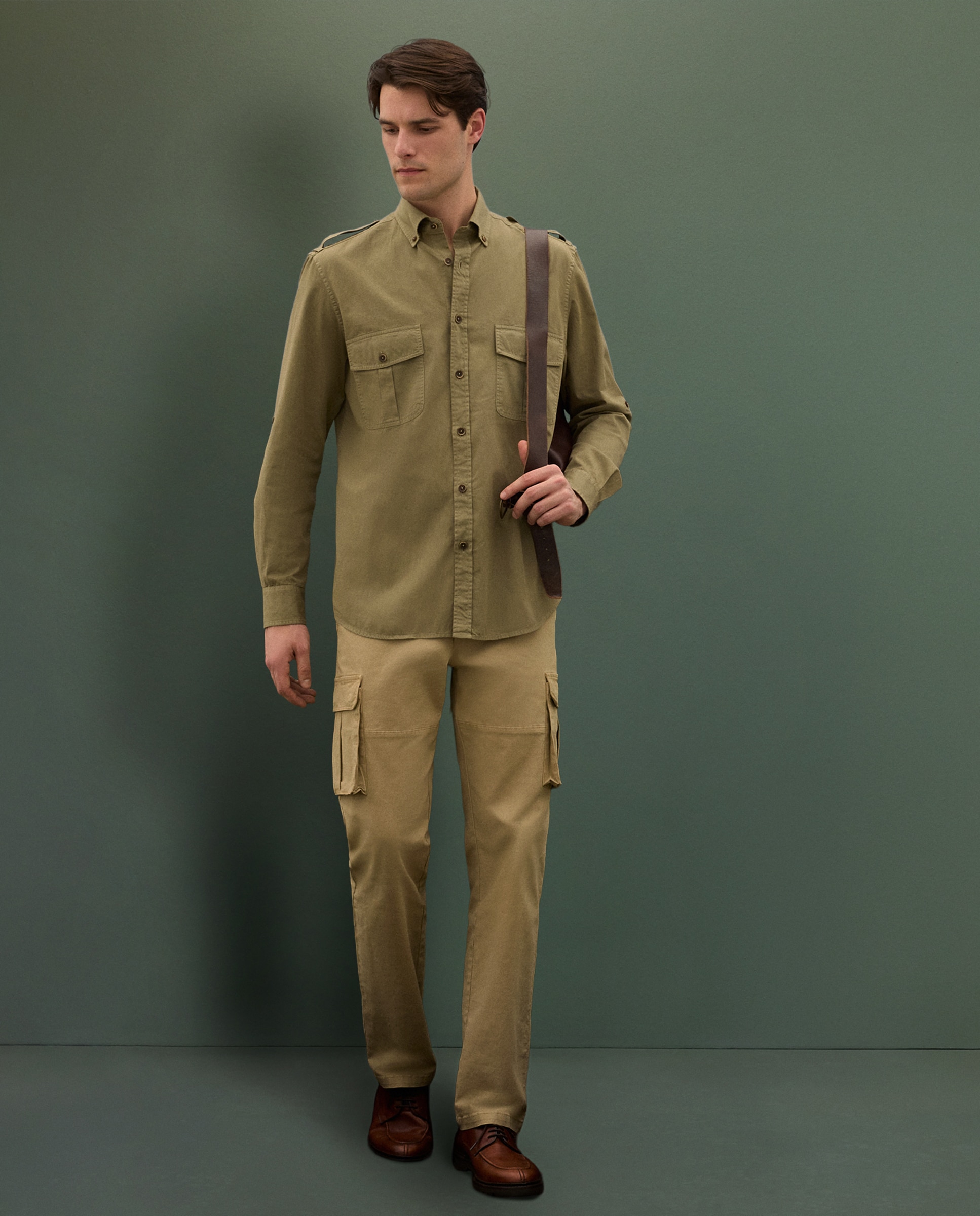 Camisa safari de hombre - Kaki Kaki-2