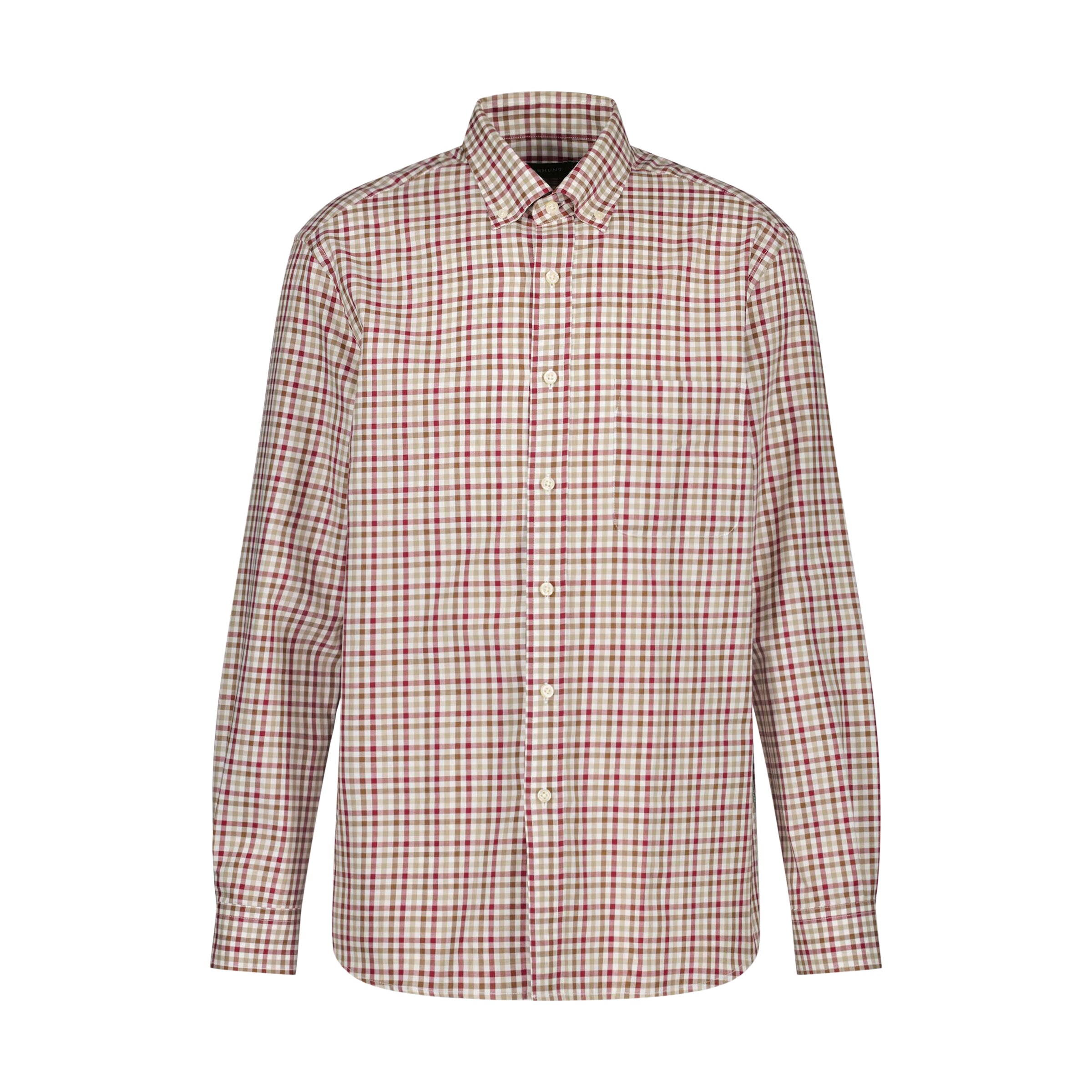 Camisa aos Quadrados Média Botton Down de Homem Grená-5
