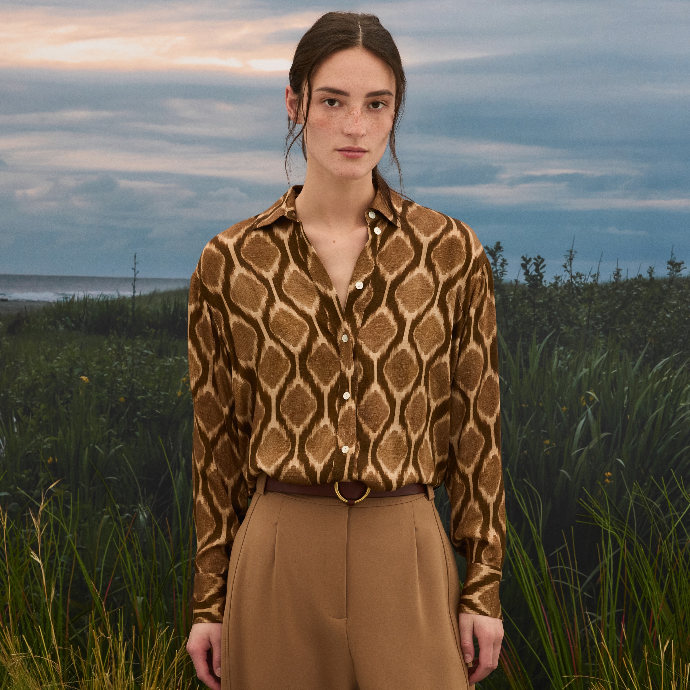 Camisa Cairo de Mulher Castanho-1