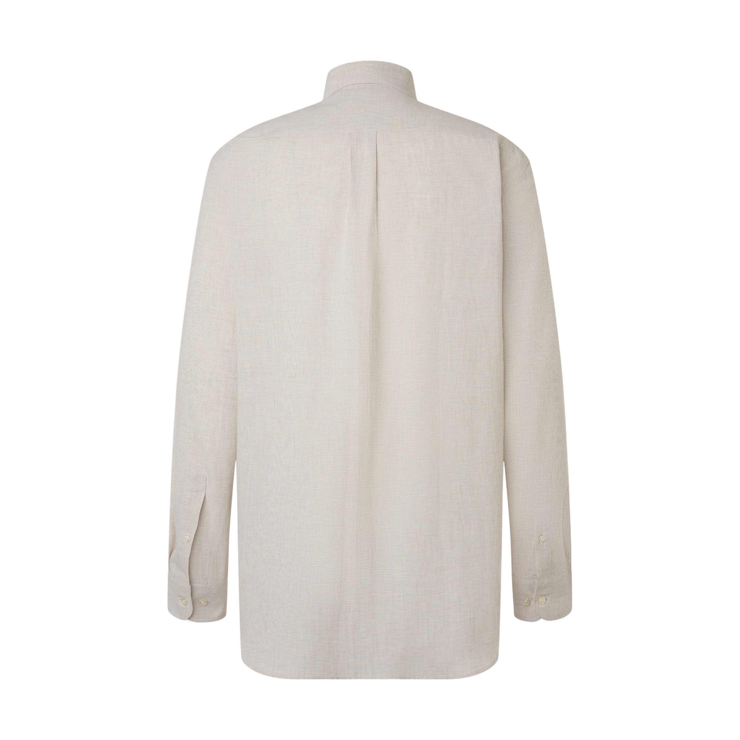 Camisa de Linho de Homem com Pied-de-Poule Bege-6