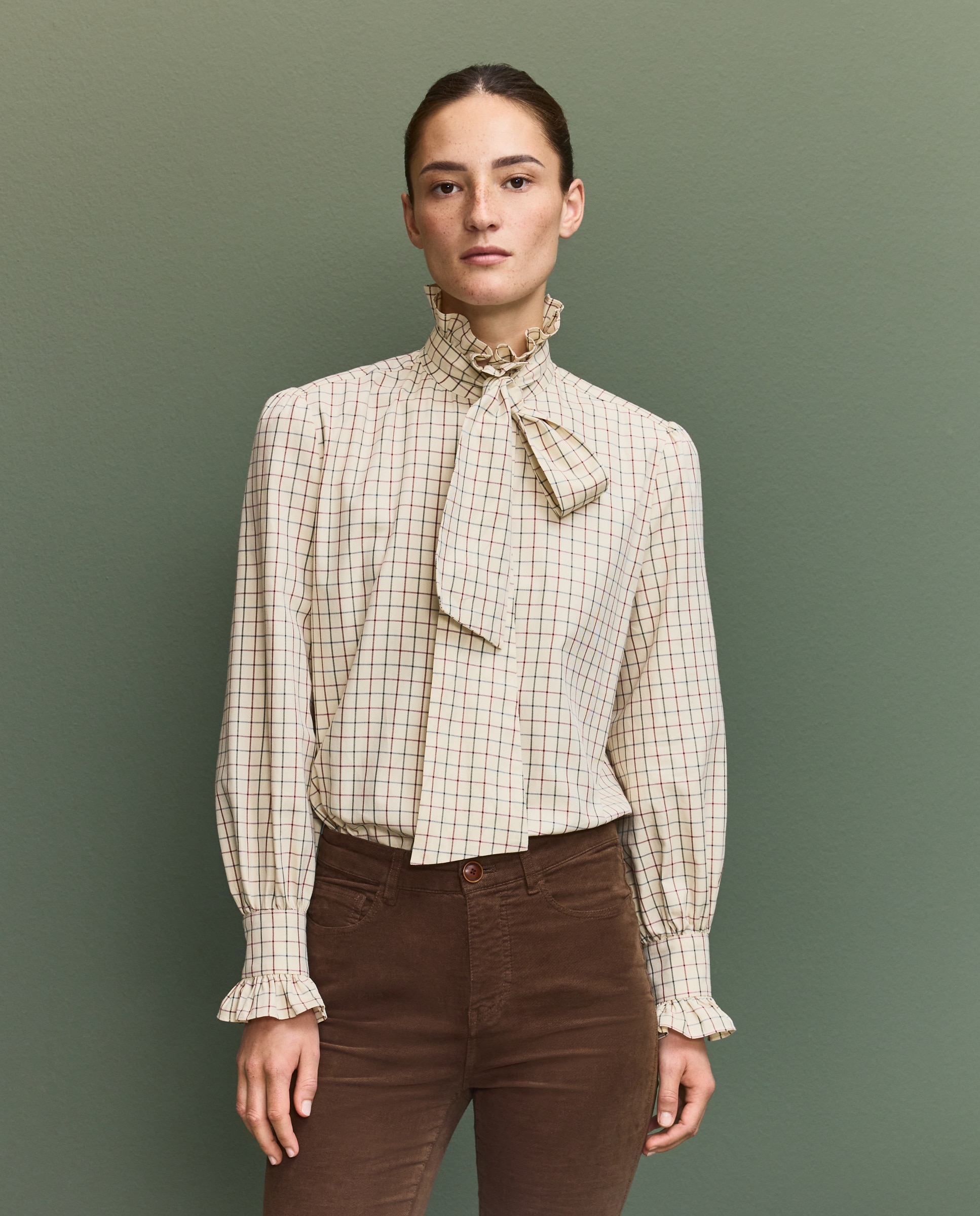 Imagem 0 de Camisa aos Quadrados de Mulher com Laço