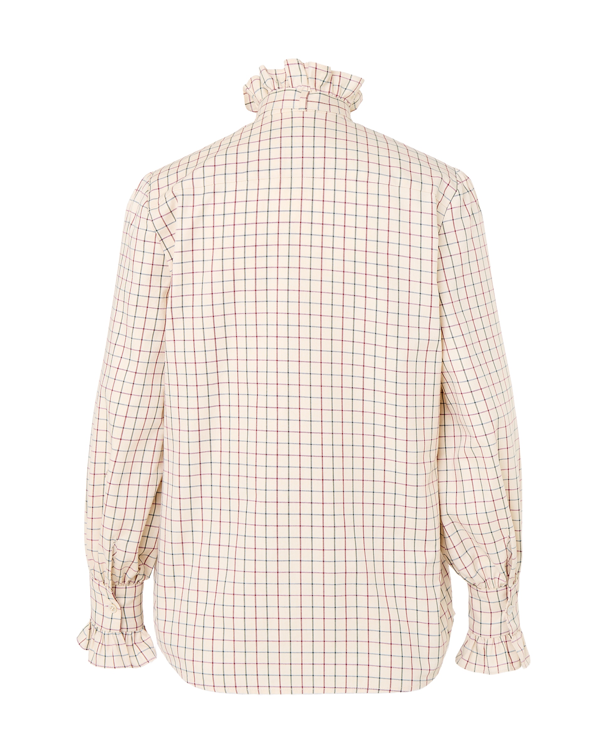 Camisa aos Quadrados de Mulher com Laço Branco-5
