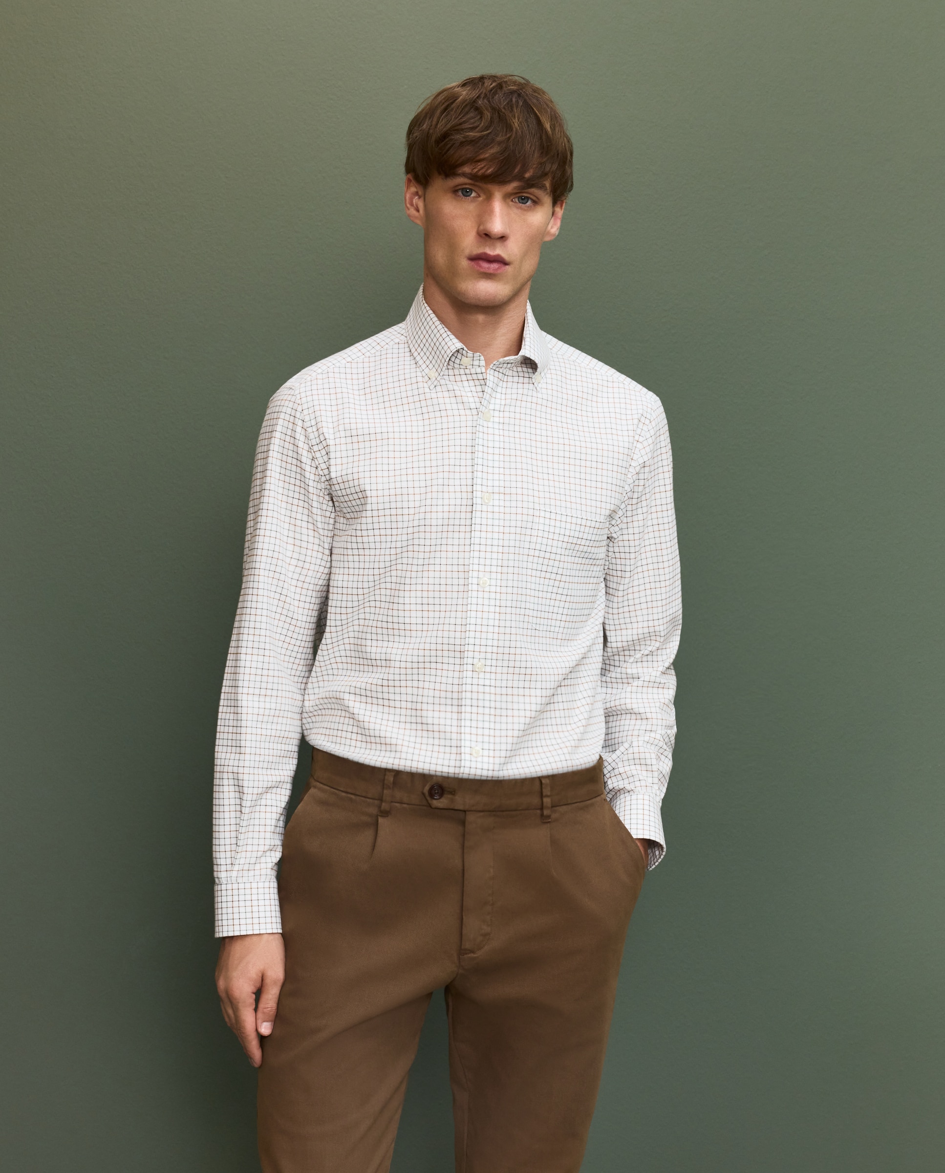Camisa cuadro mediano hombre - Verde Verde-1
