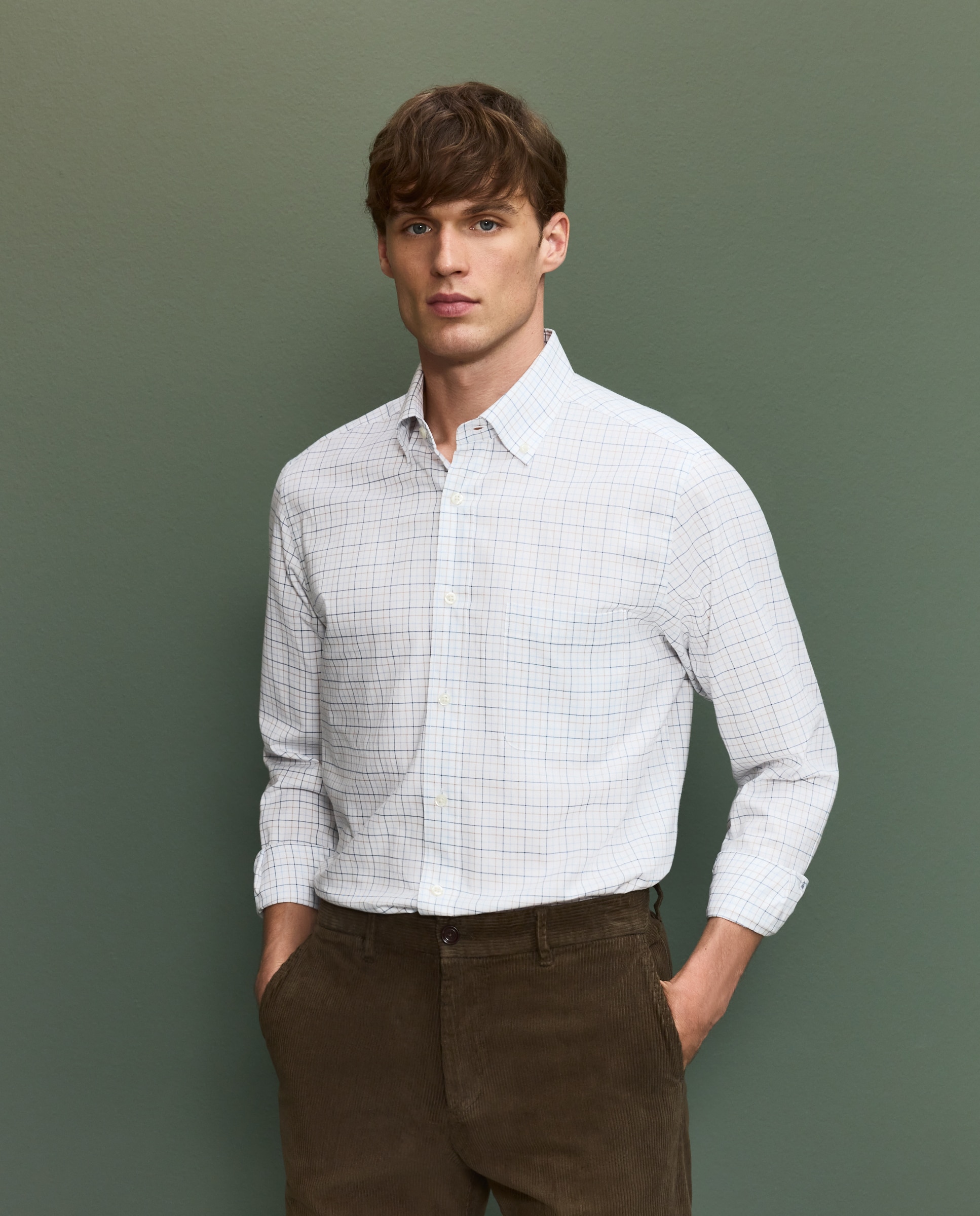 Camisa cuadro mediano hombre - Azul Azul-1