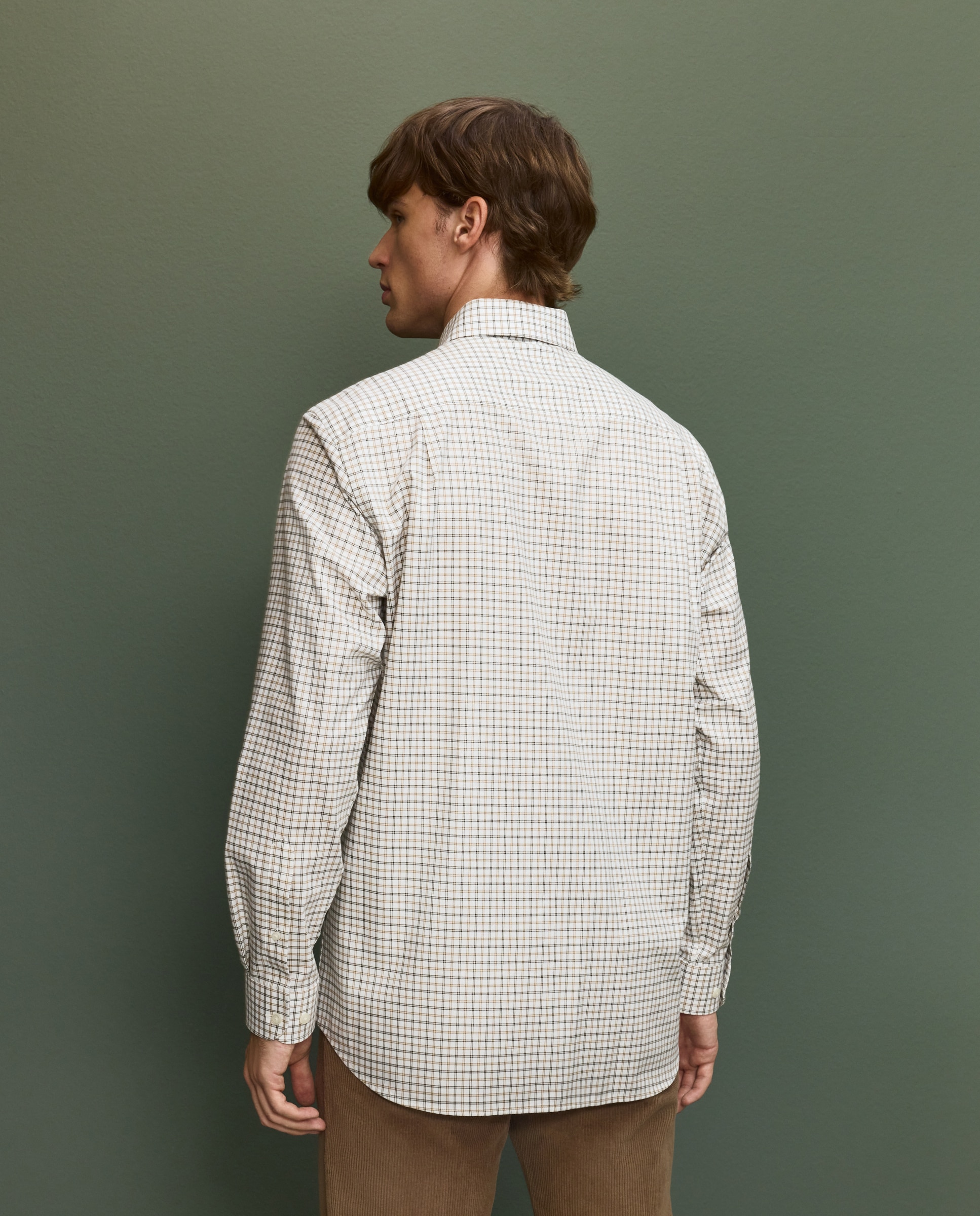 Camisa cuadro doble hombre - Beige Beige-3