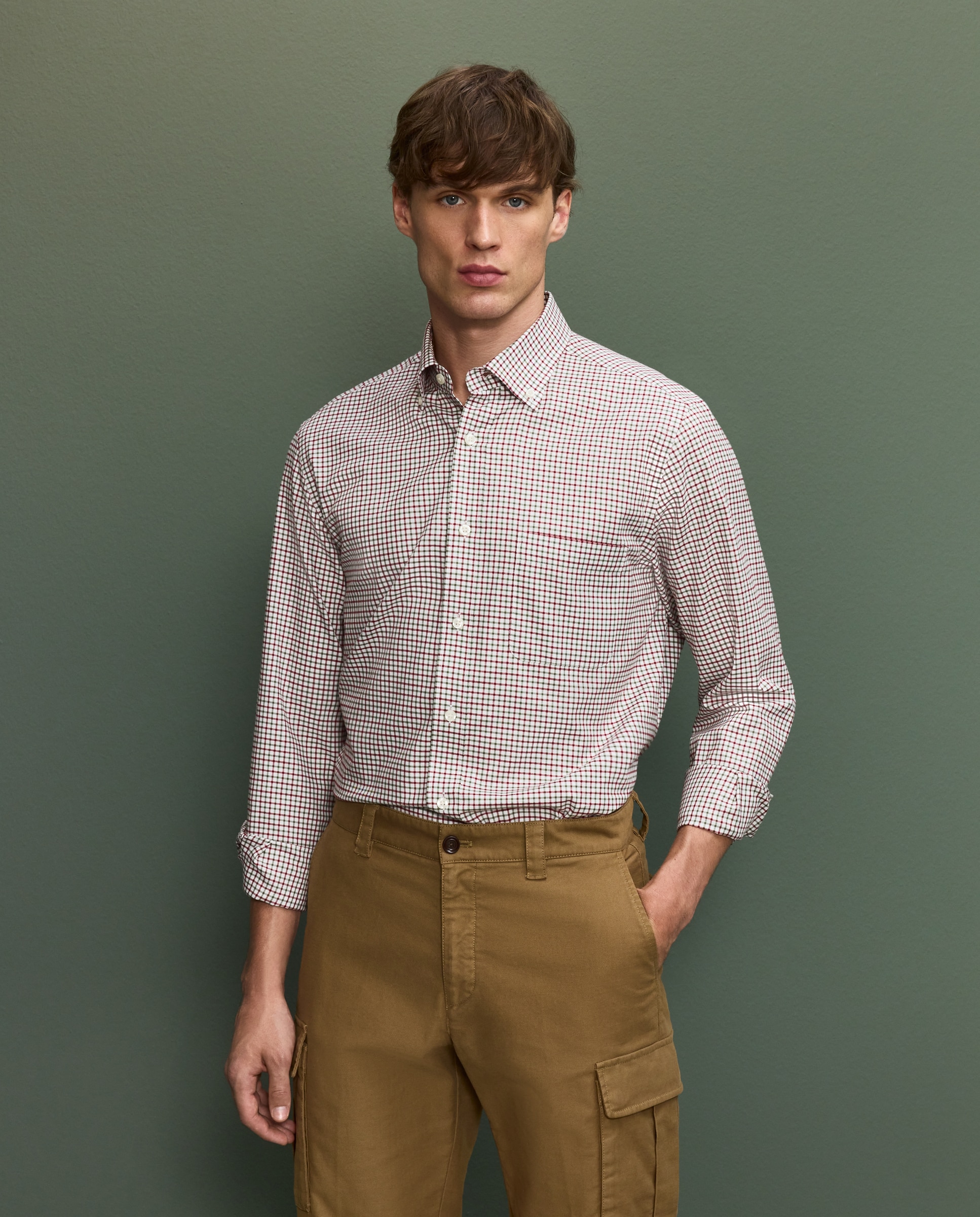 Camisa cuadro bicolor hombre - Granate Granate-1