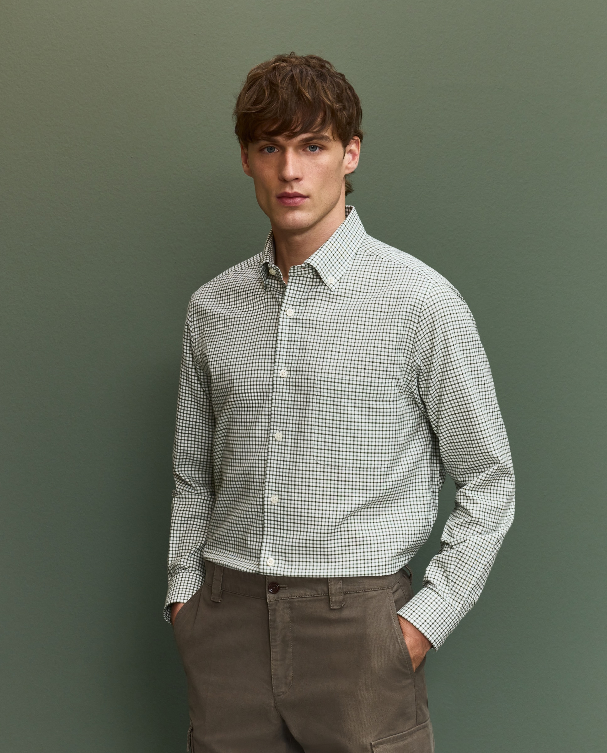 Camisa cuadro bicolor hombre - Verde Verde-1