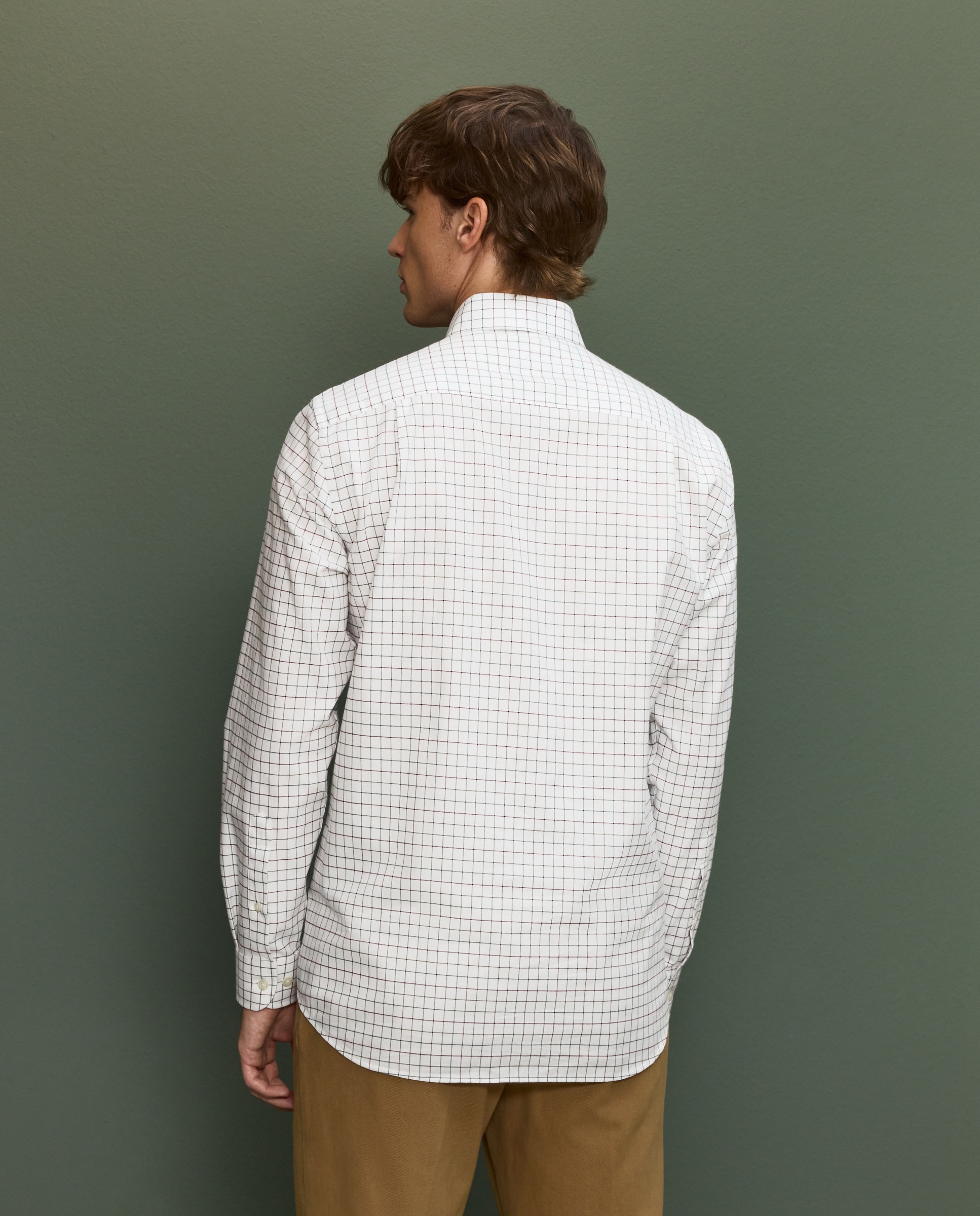 Camisa cuadro perfil fino hombre - Mostaza Mostaza-3