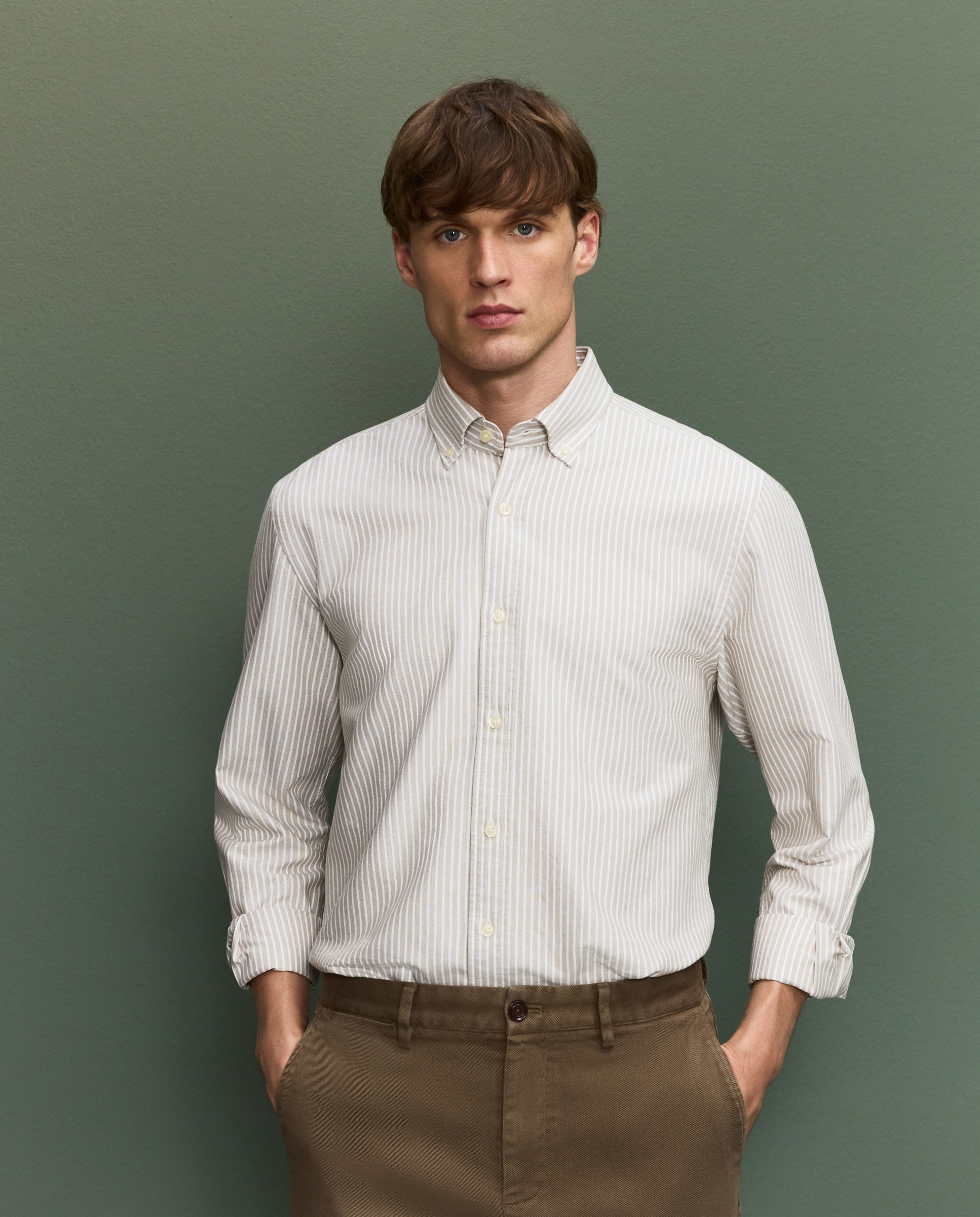 Verhunt Camisa oxford rayas hombre Marrón