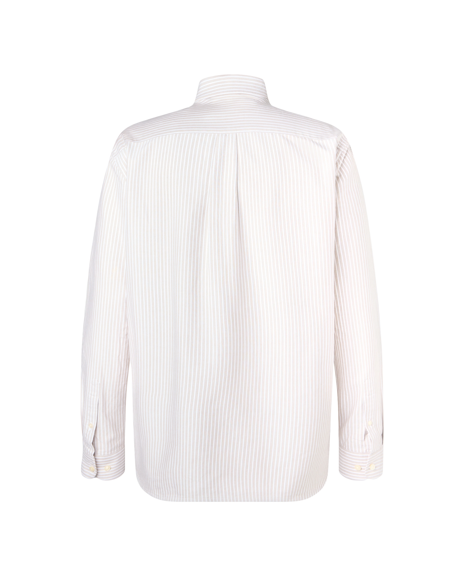 Camisa Oxford às Riscas de Homem Castanho-2