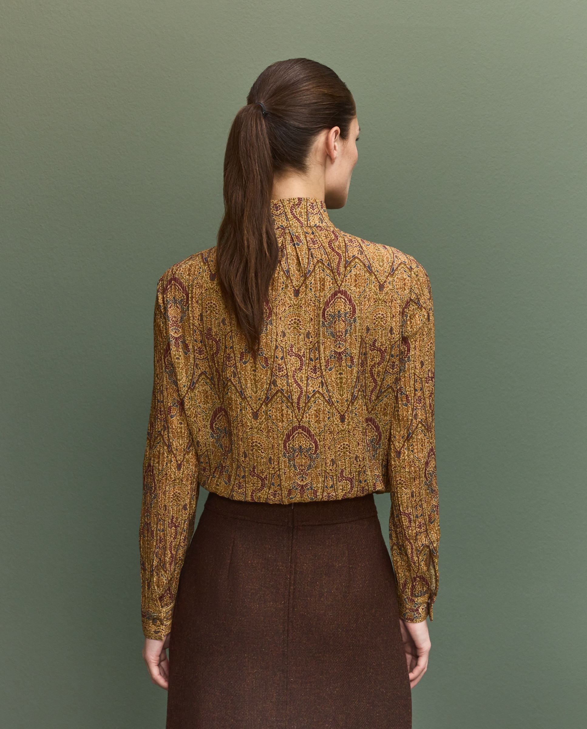 Camisa Estampada Mostarda-3