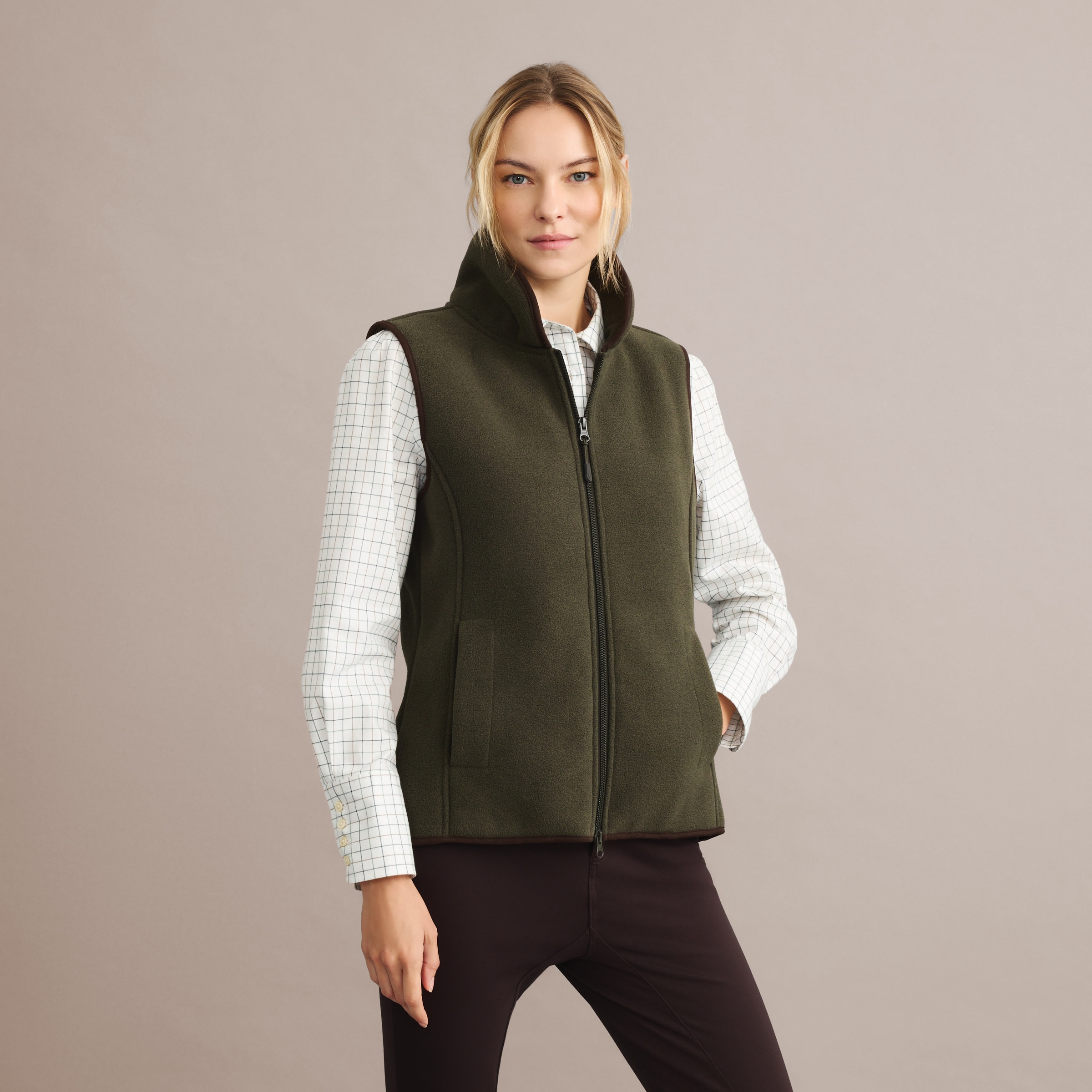 Colete com Forro Polar Top de Mulher Verde-2