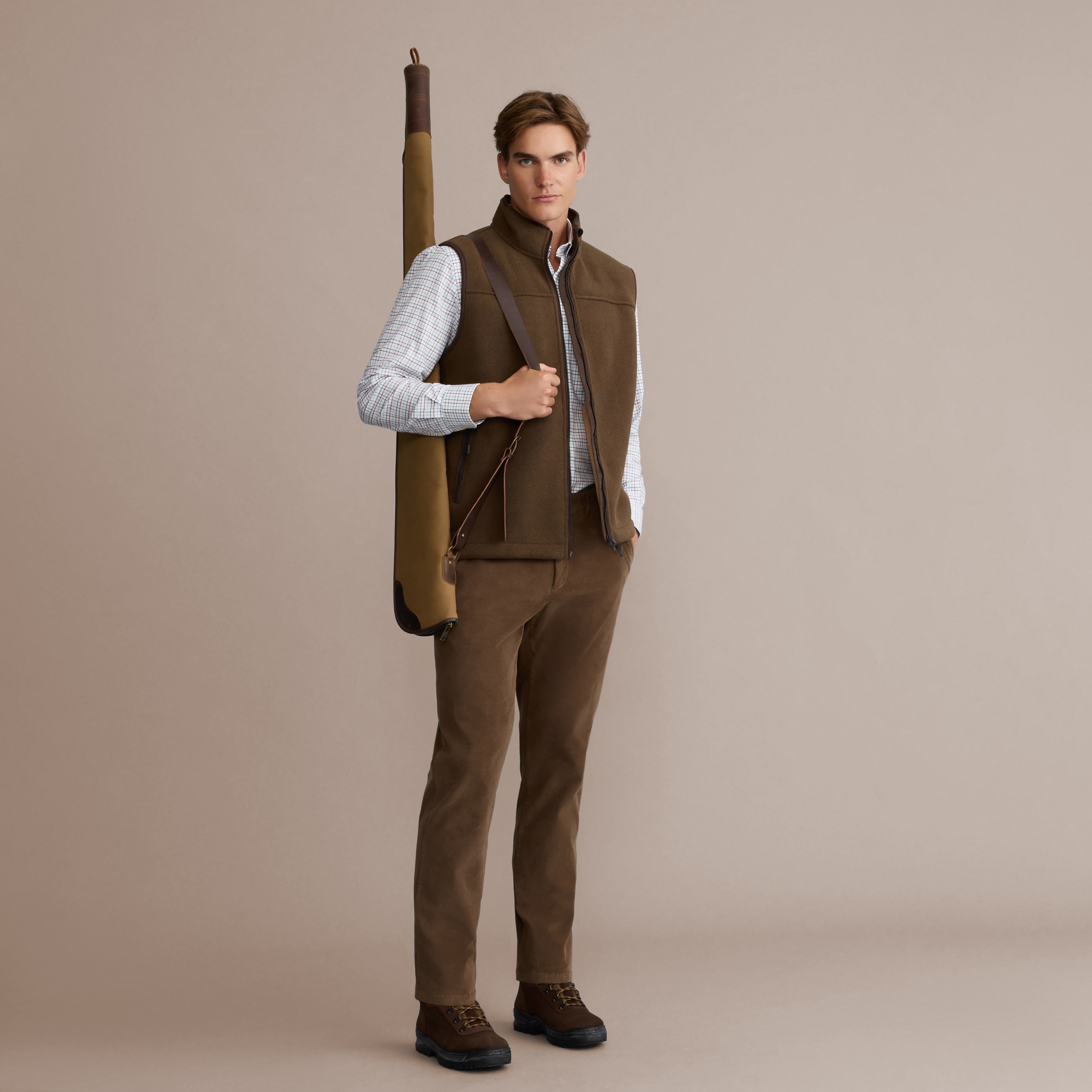 Colete Top de Homem com Forro Polar Castanho-claro-3