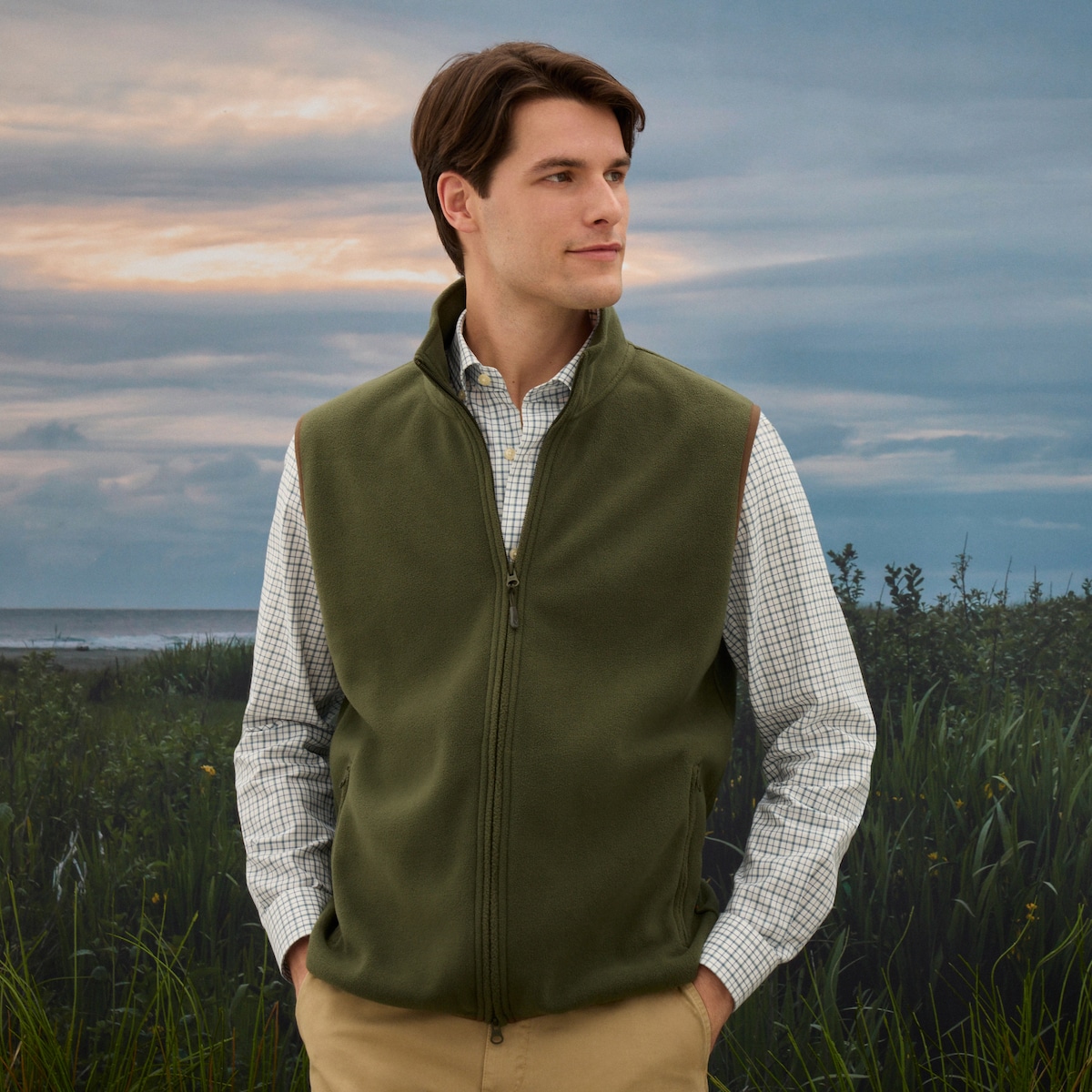 Colete Polar Básico de Homem Verde-1