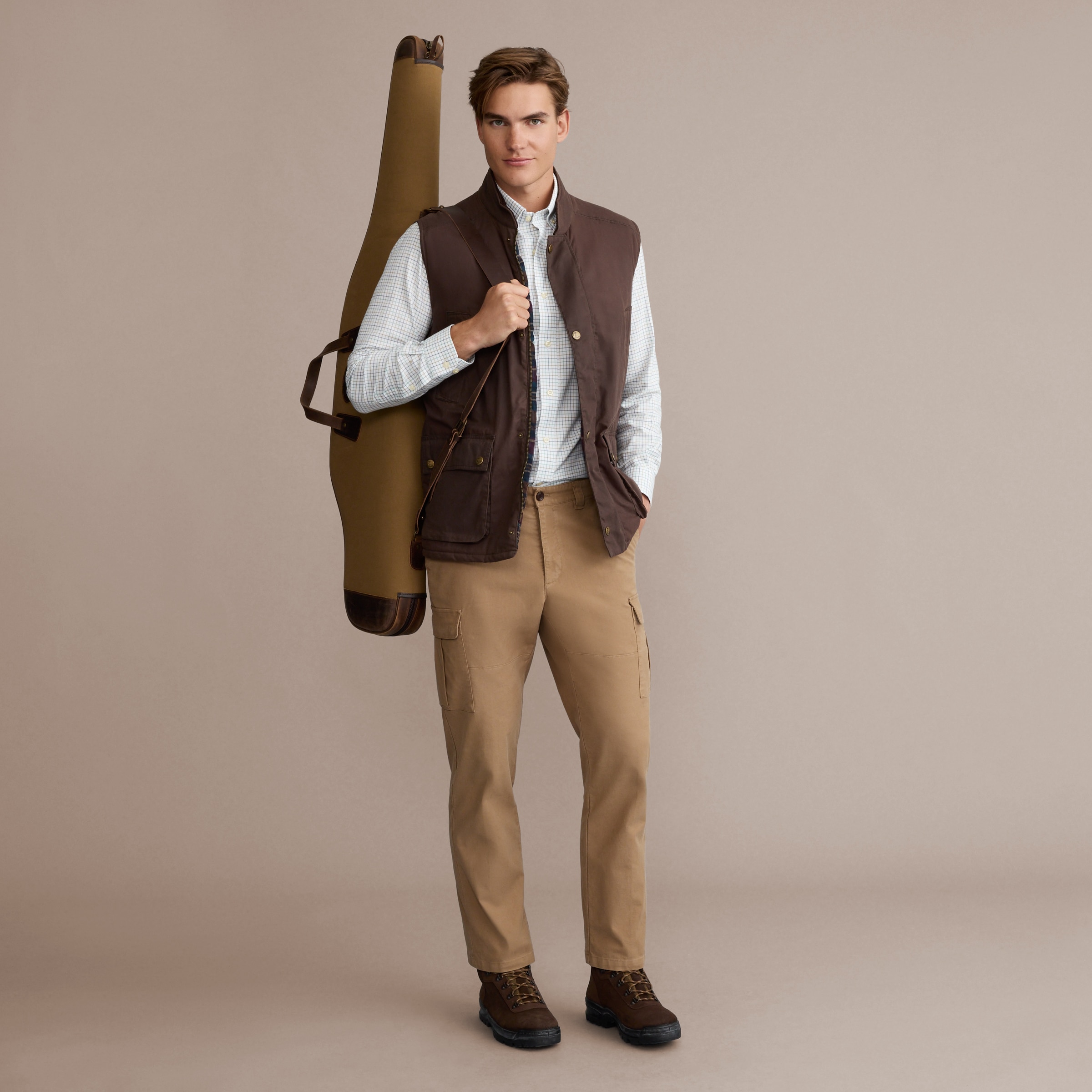 Colete Encerado e Acolchoado de Homem Castanho-3