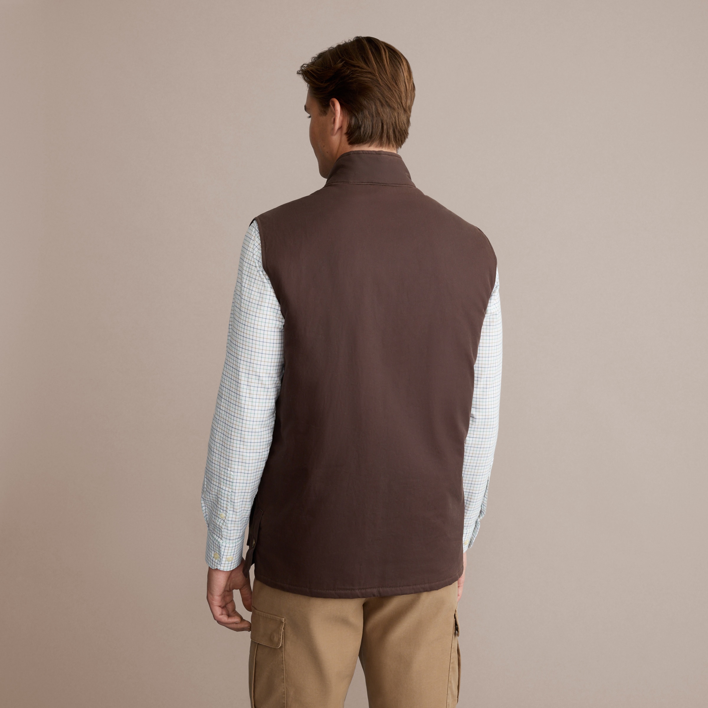 Colete Encerado e Acolchoado de Homem Castanho-4