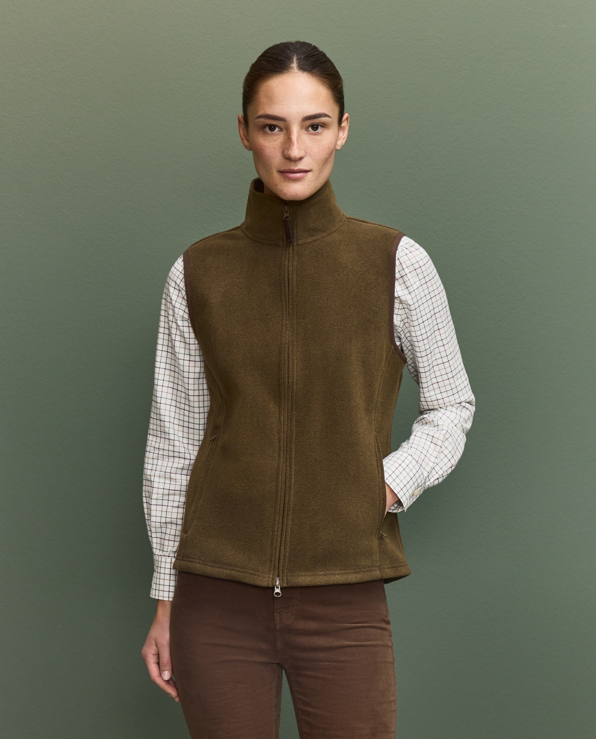 Chaleco polar básico de mujer - Marrón Marrón-1