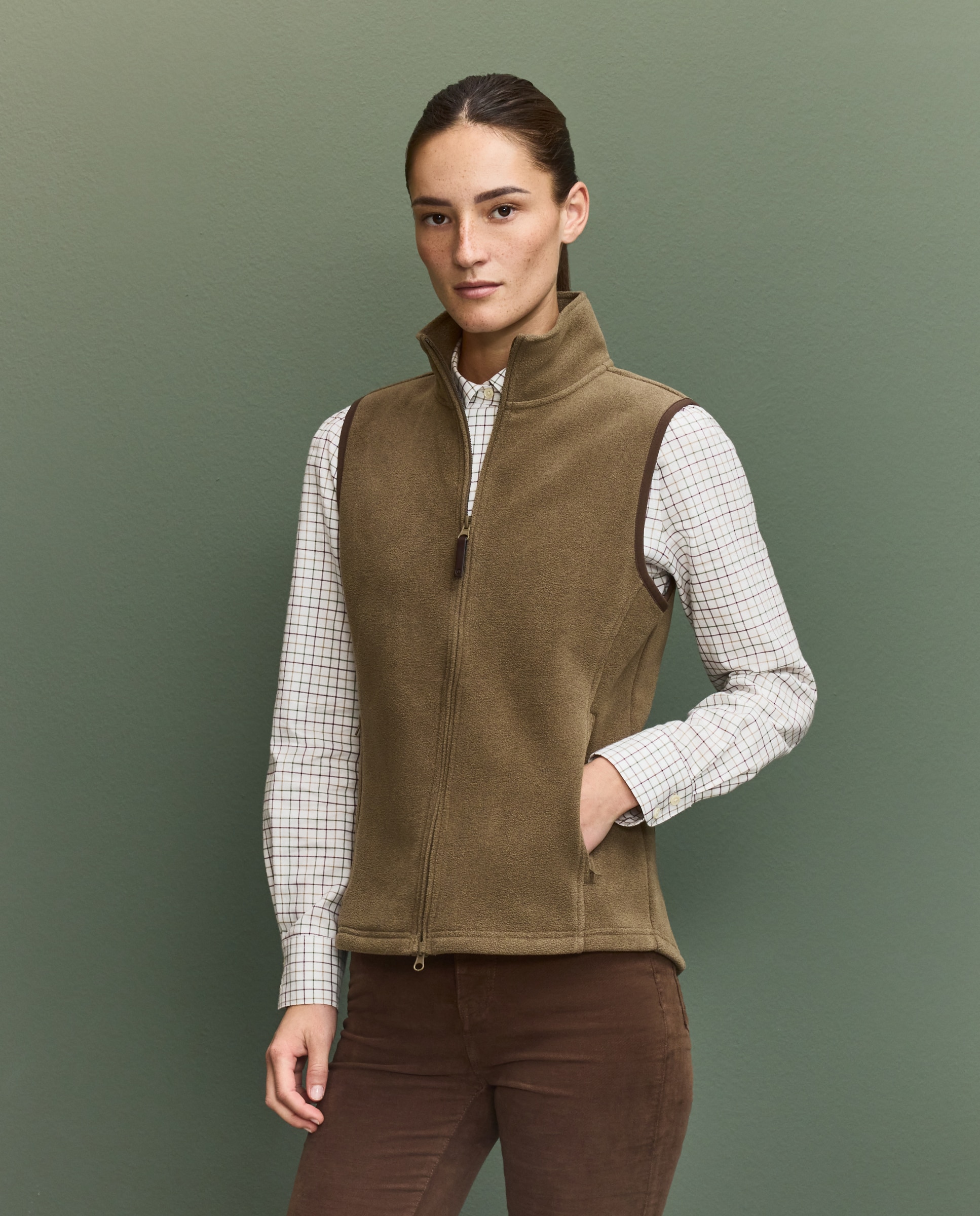 Chaleco polar básico de mujer - Beige Beige-1