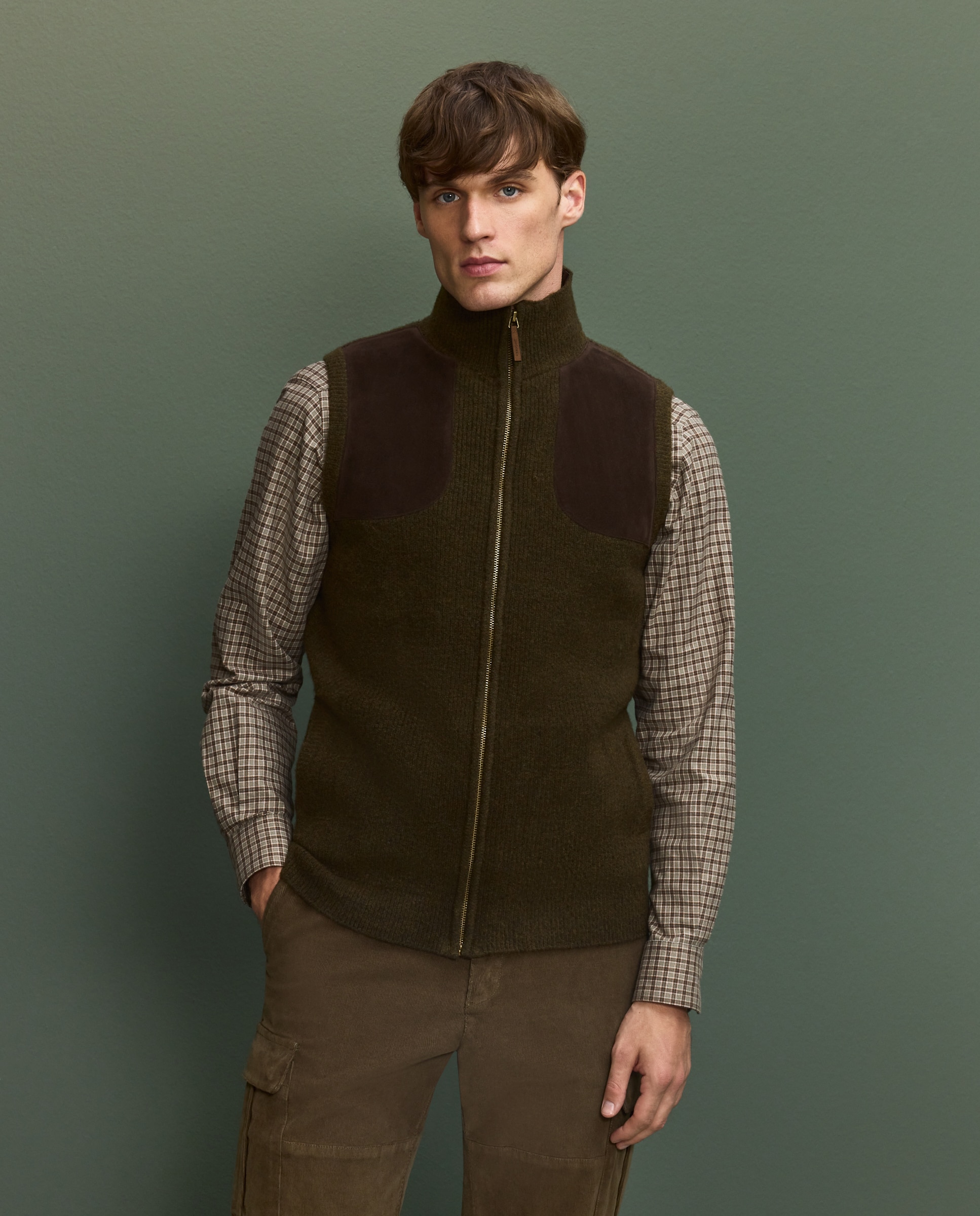 Verhunt Chaleco tricot cremallera hombre Verde
