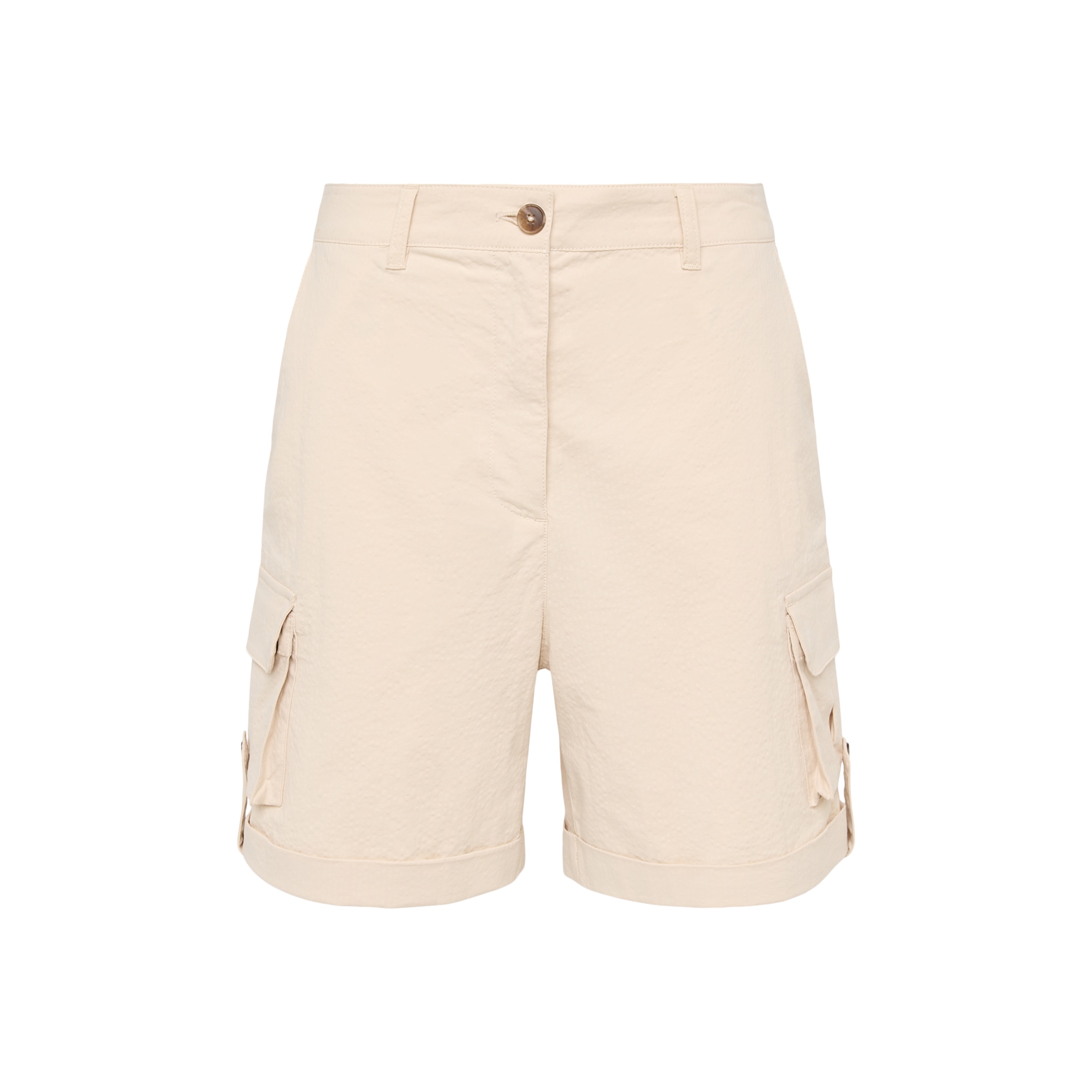Bermudas Lisas de Mulher com Bolsos Bege-5