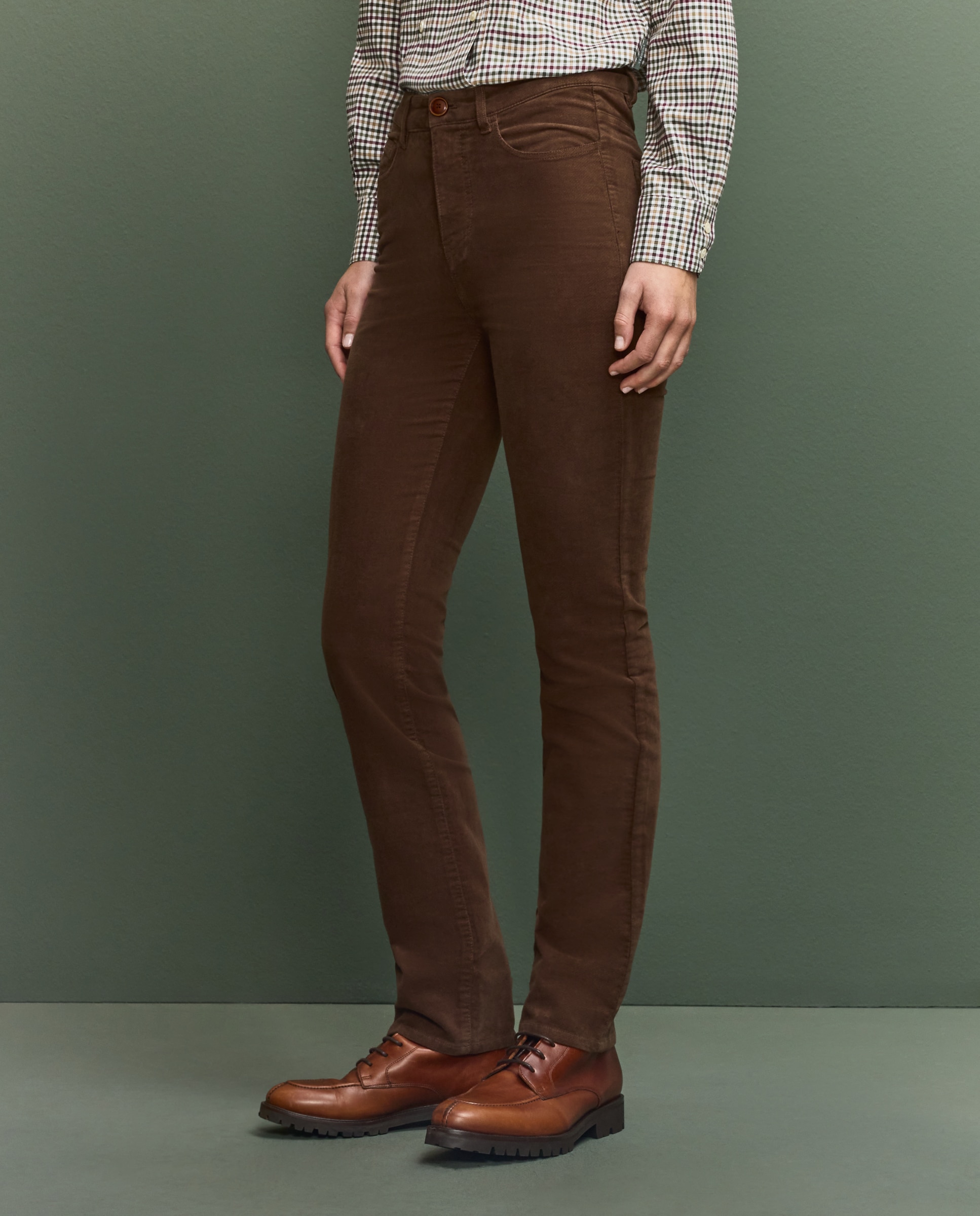 Pantalón básico 5 bolsillos mujer - Marrón Marrón-2