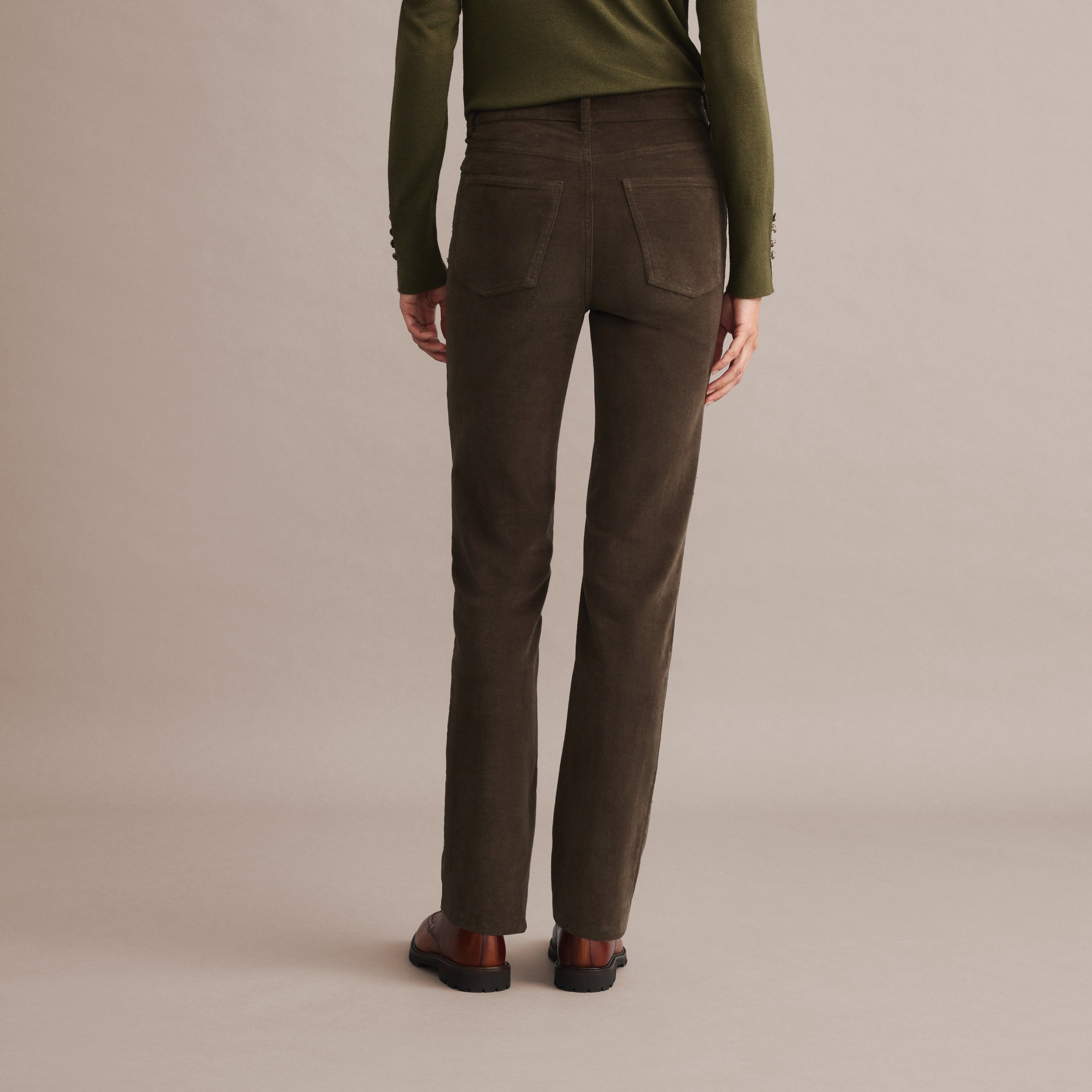 Calças Básicas de Mulher com 5 Bolsos Verde-4