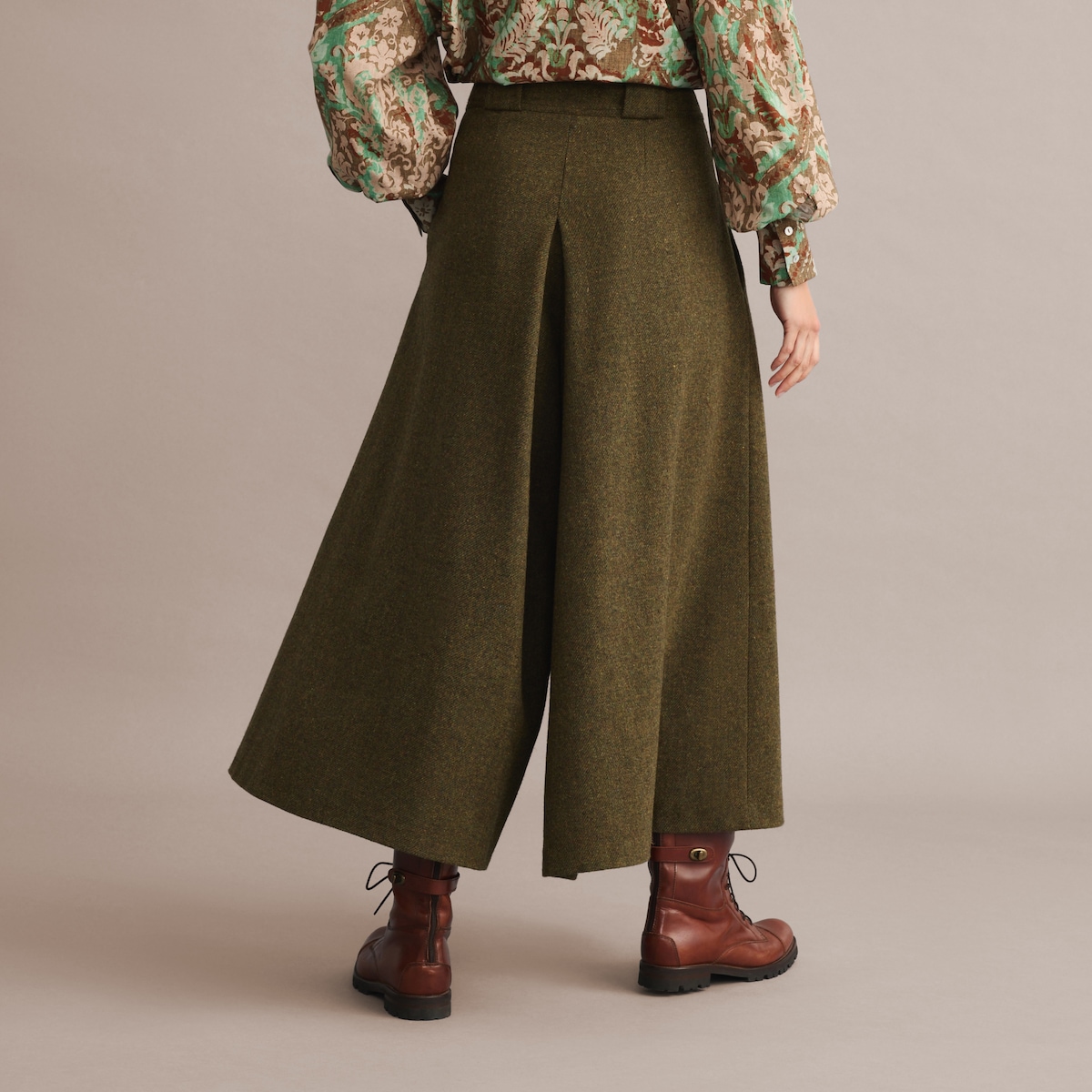 Saia-Calça Tweed de Mulher Verde-escuro-4