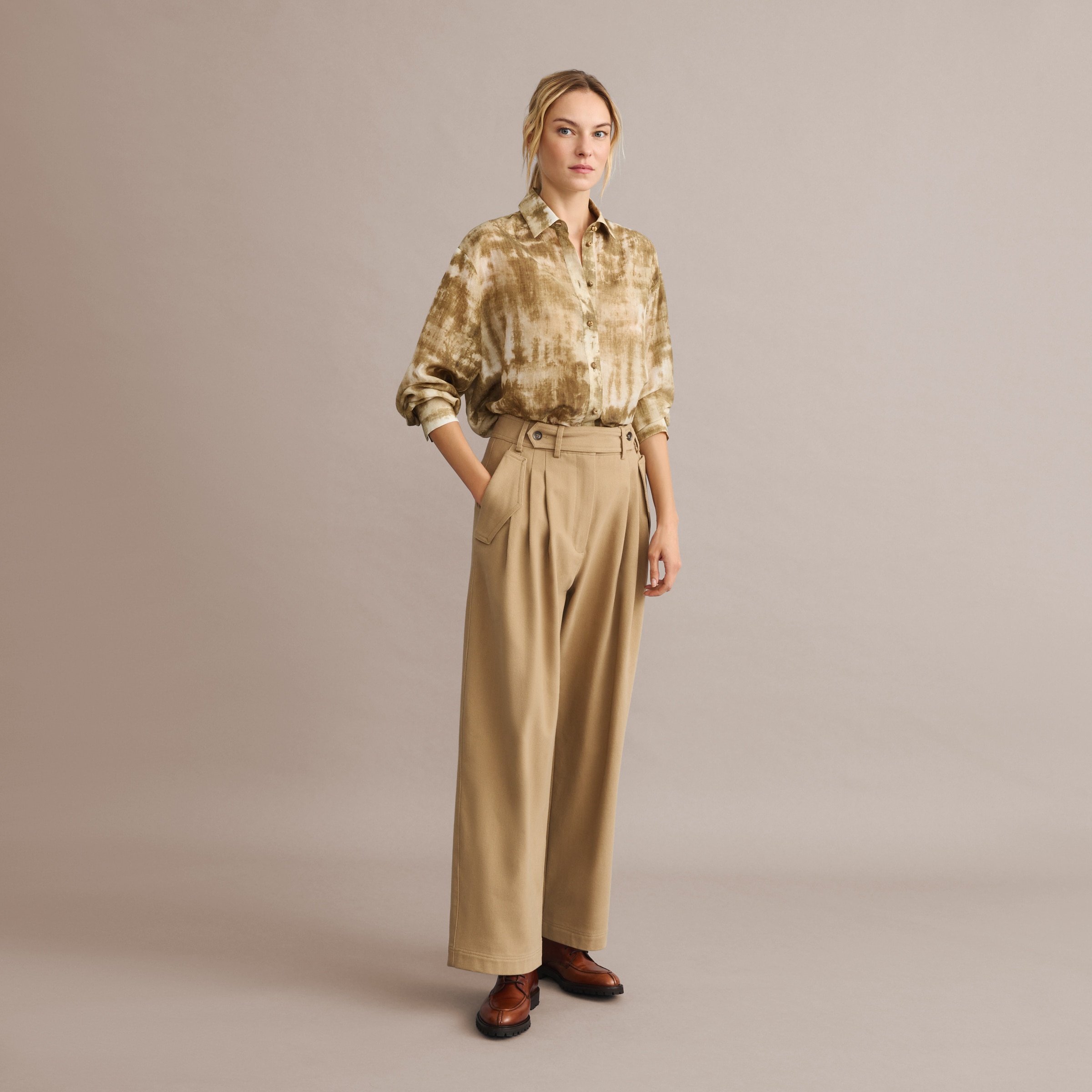 Calças Breeches de Mulher Bege-2