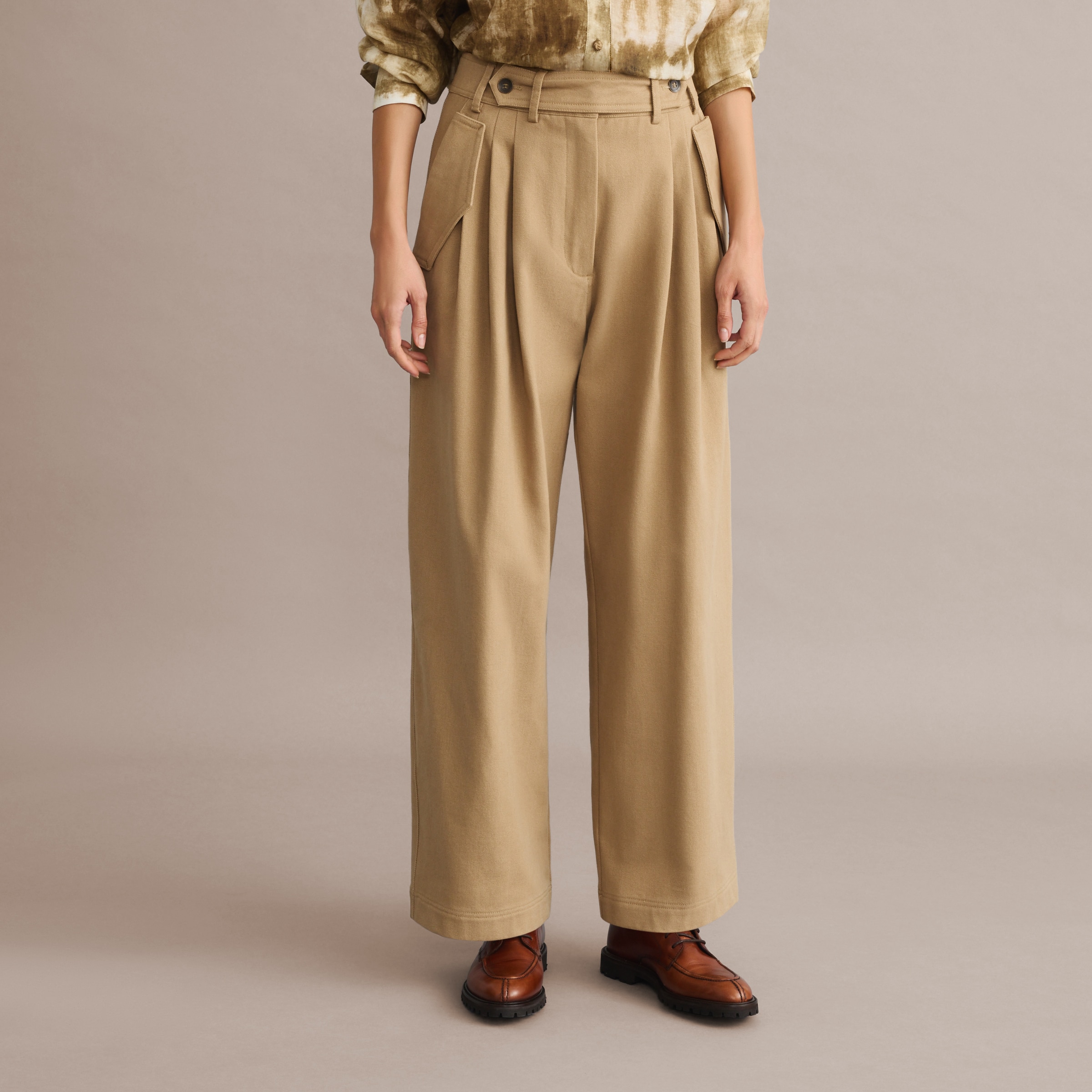 Calças Breeches de Mulher Bege-3