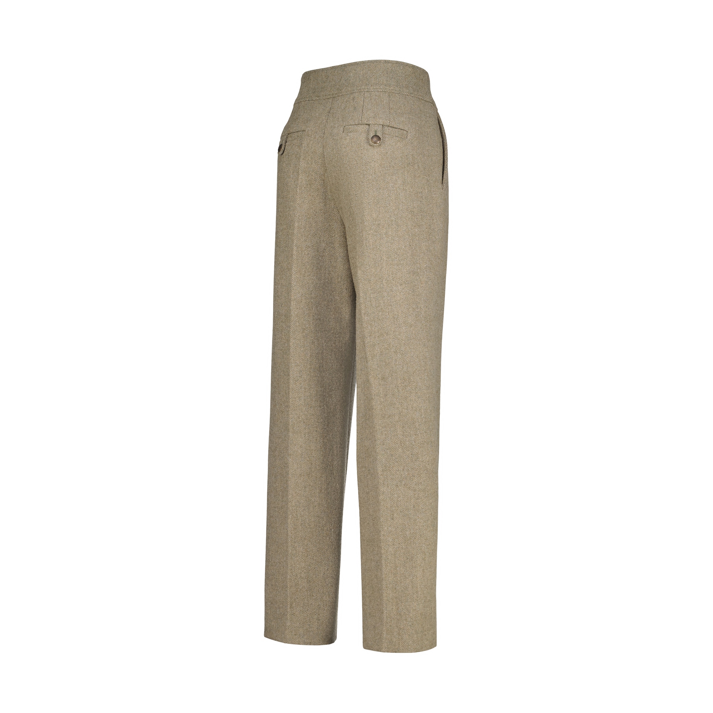 Calças Tweed Básicas de Mulher Verde Água-6