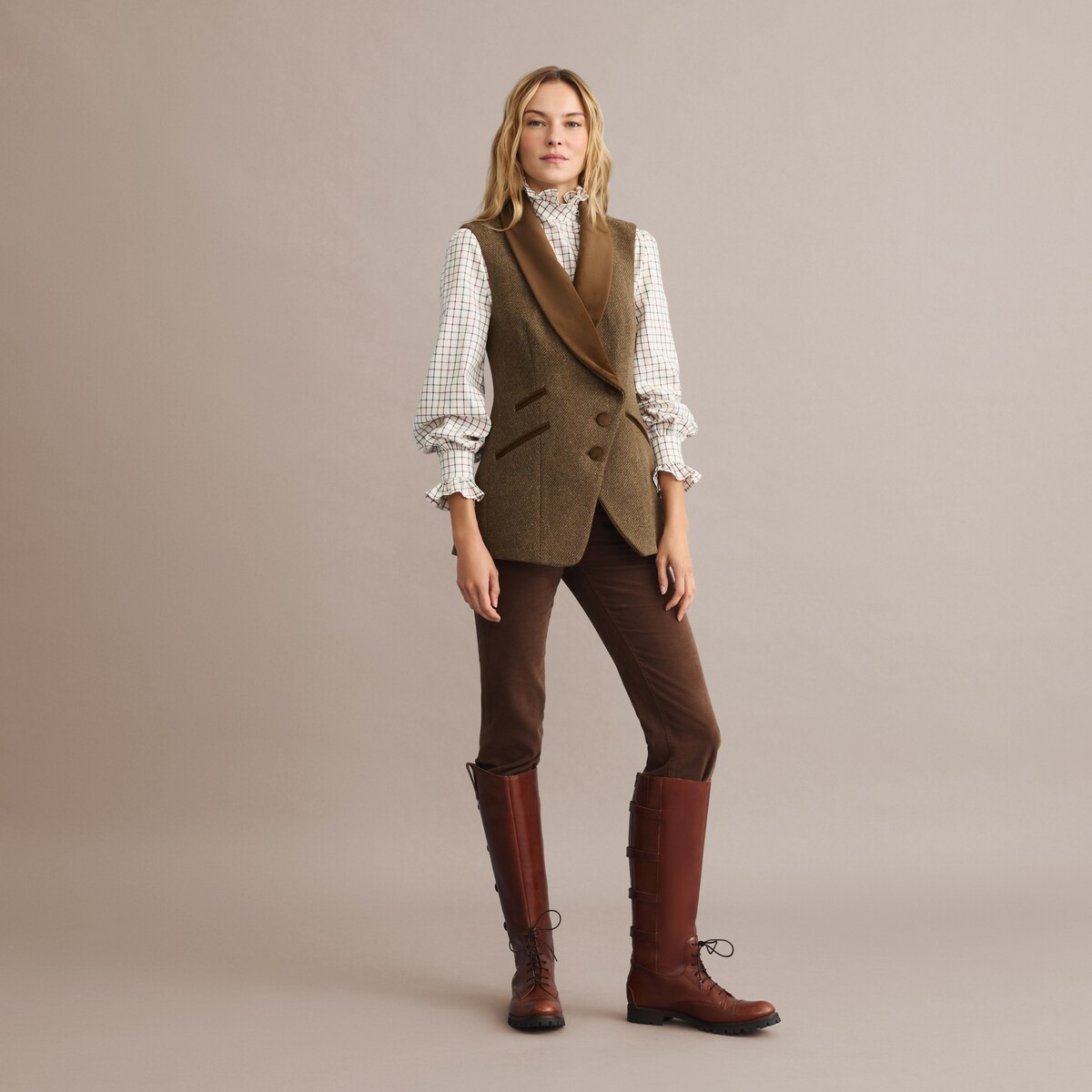 Camisa com Folho Cruzado de Mulher Grená-3