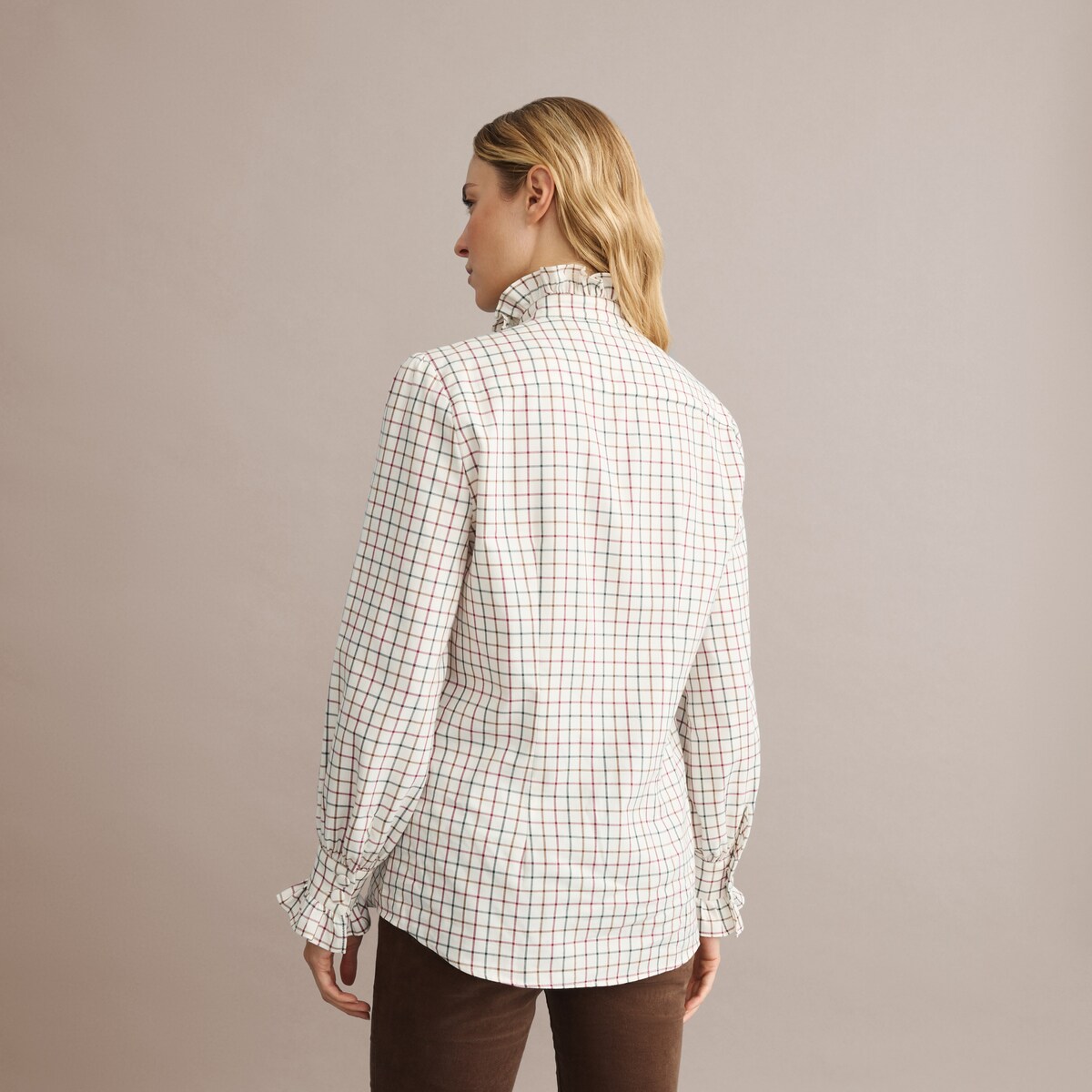 Camisa com Folho Cruzado de Mulher Grená-5