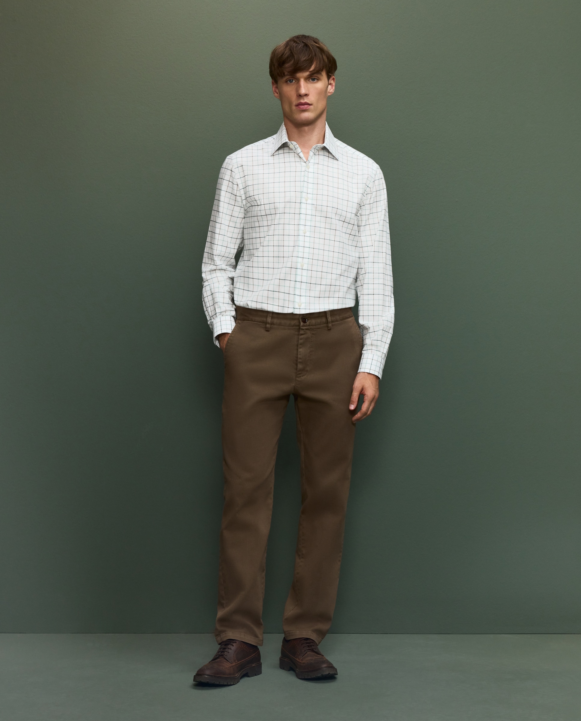 Verhunt Pantalón chino sarga Marrón