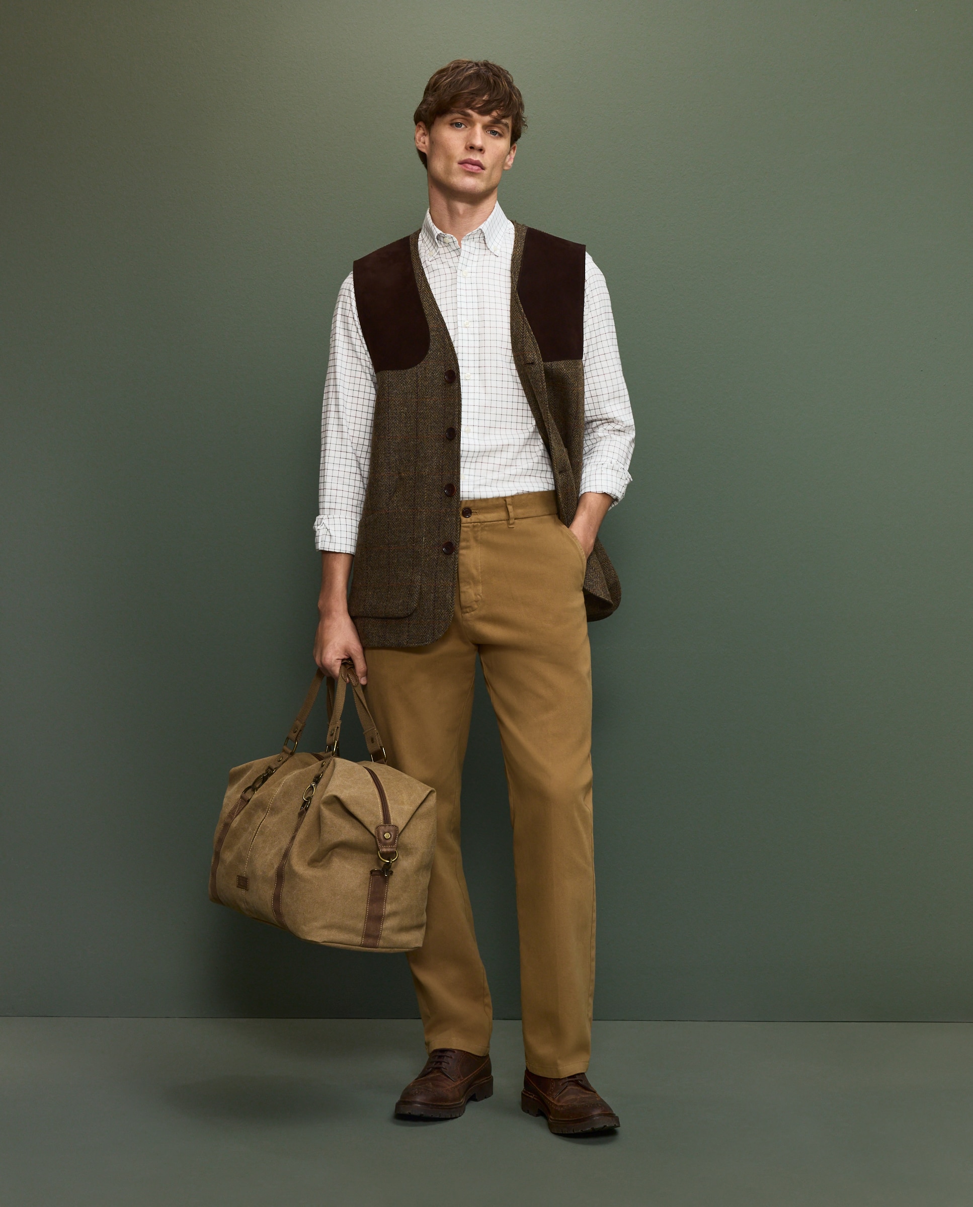 Verhunt Pantalón molesquín con pliegue Verde