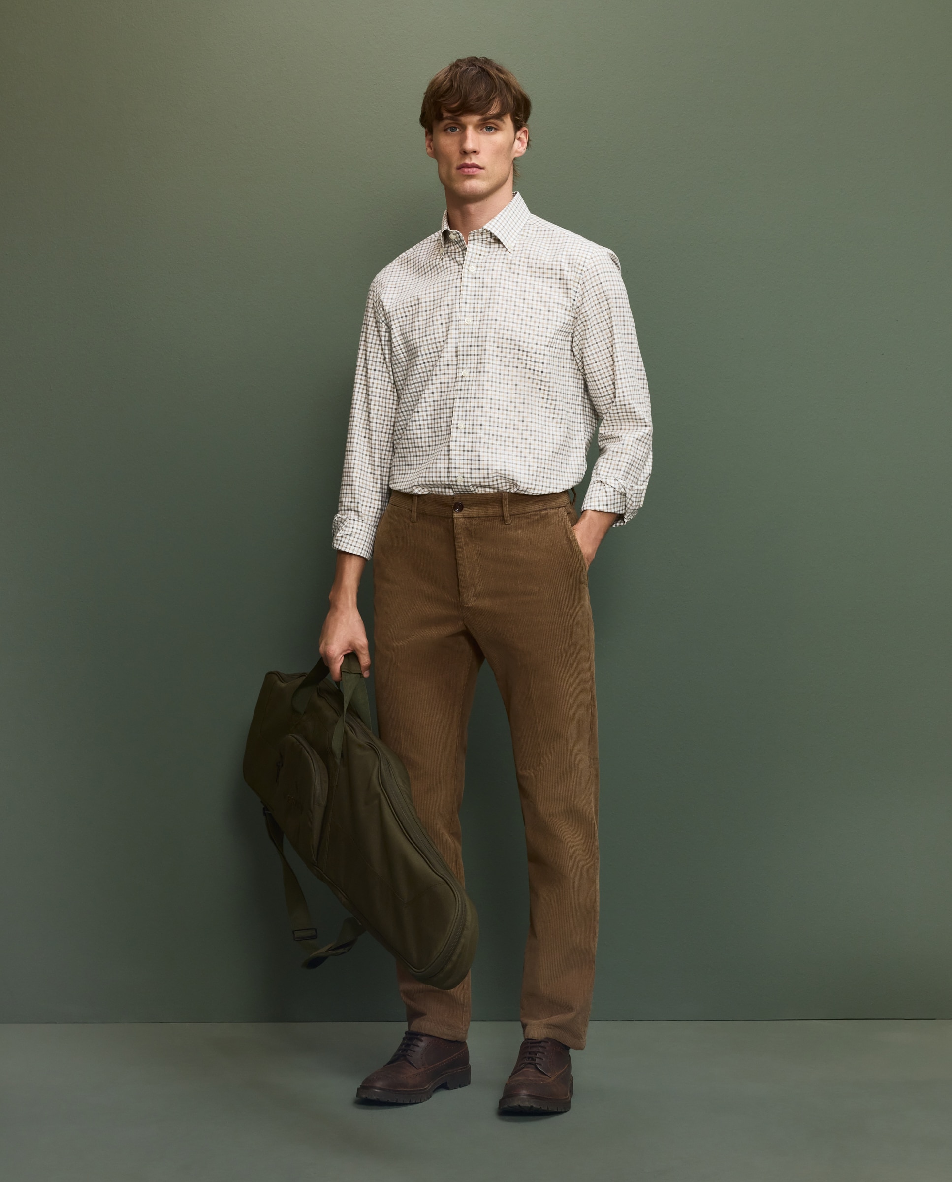 Verhunt Pantalón chino pana Verde