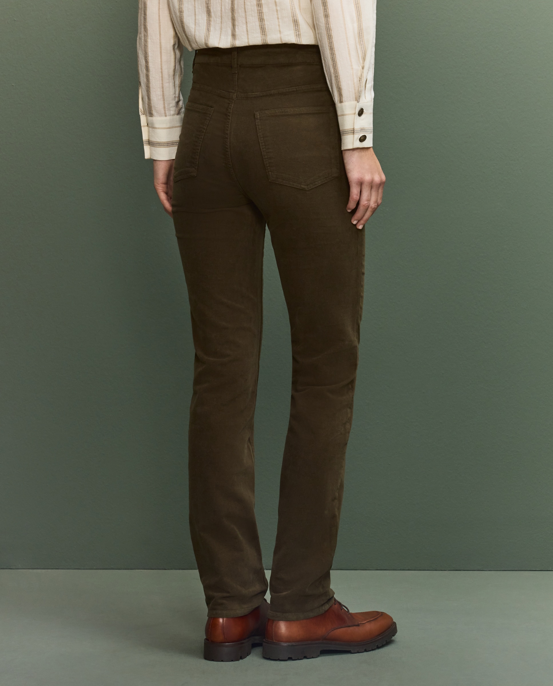 Pantalón básico 5 bolsillos de mujer - Verde Verde-3