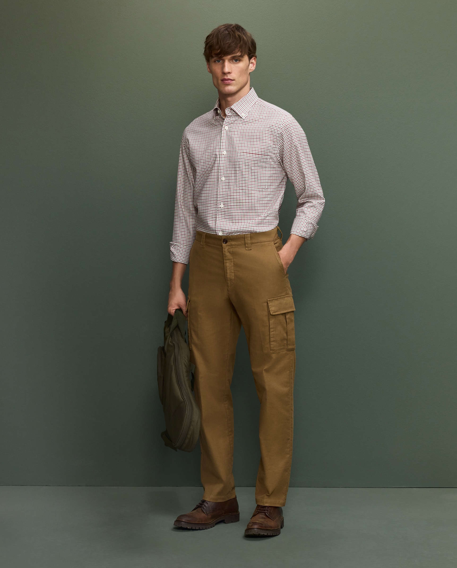 Pantalón cargo algodón de hombre - Marrón Marrón-1