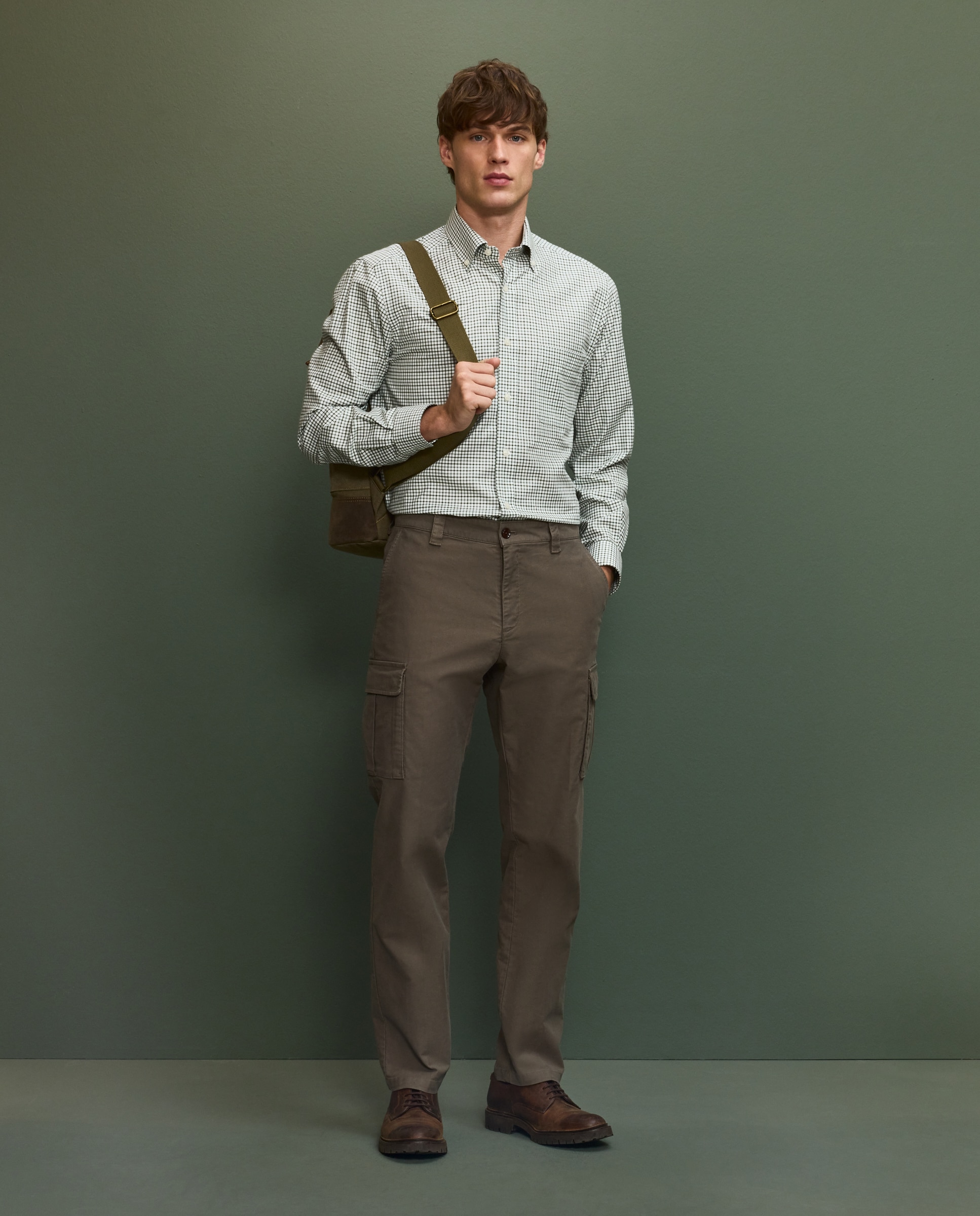 Pantalón cargo algodón de hombre - Verde Verde-1