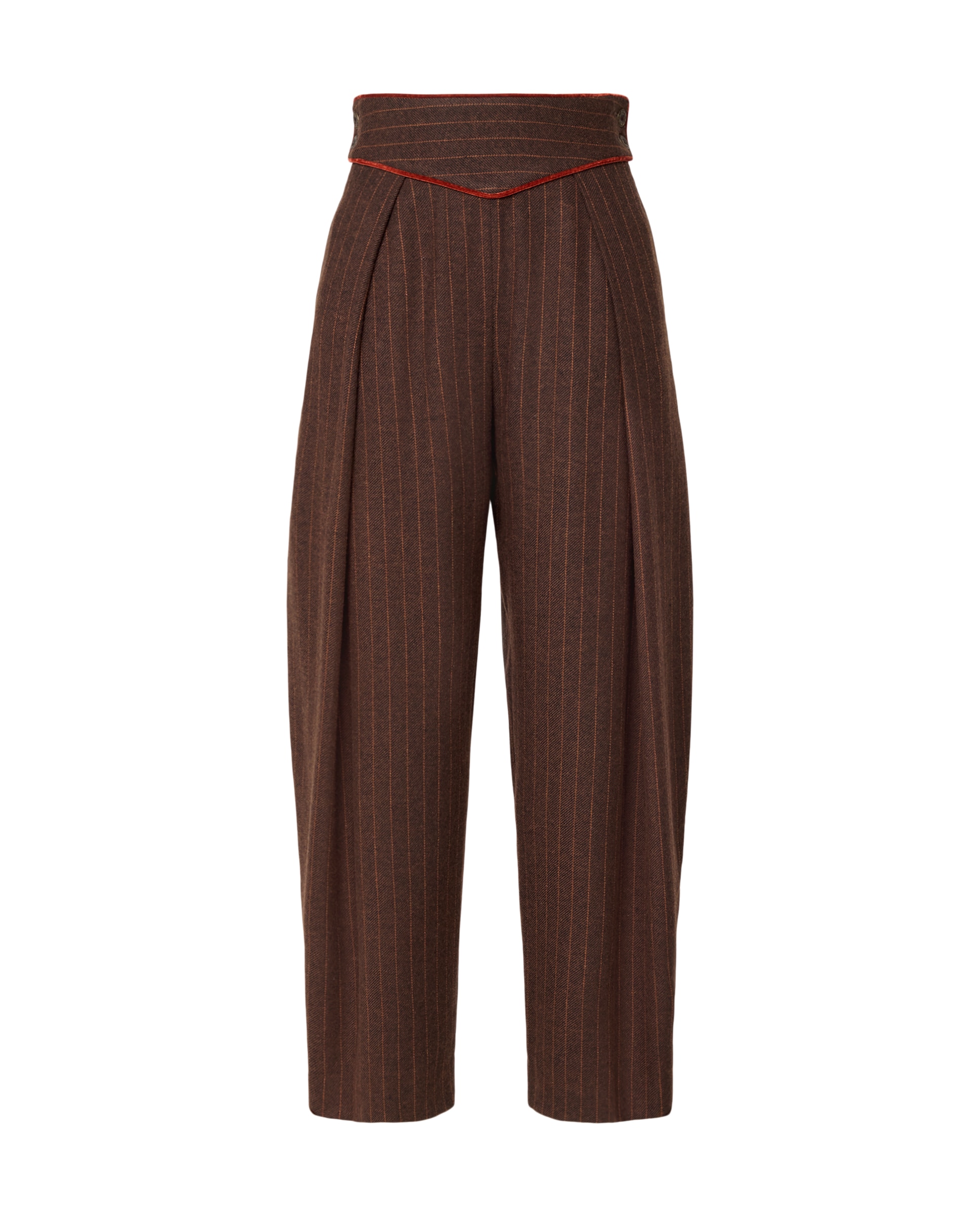 Calças de Mulher com Risca e Piping Grená-4