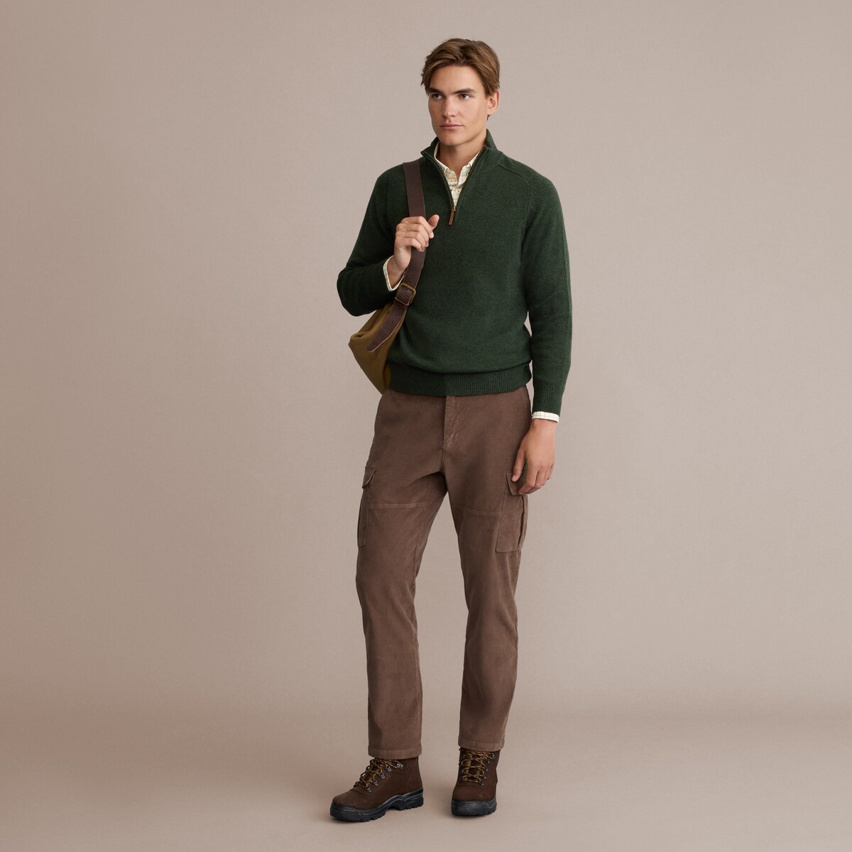 Camisola de Malha com Meio Fecho de Correr Verde-escuro-3