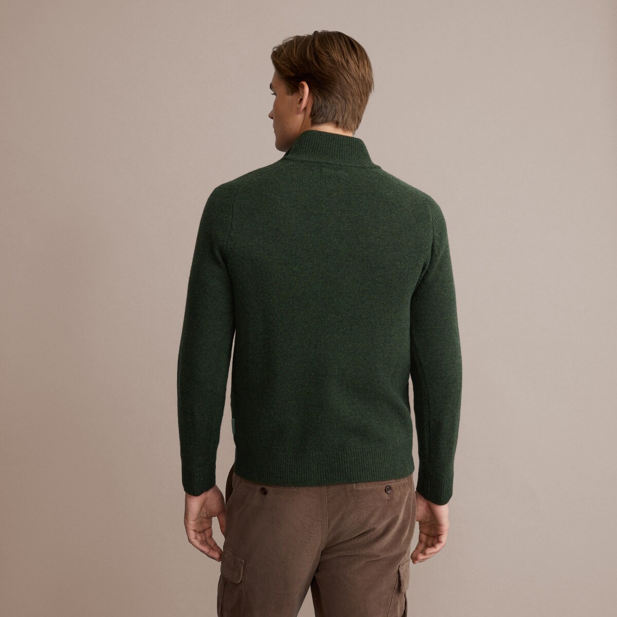 Camisola de Malha com Meio Fecho de Correr Verde-escuro-4