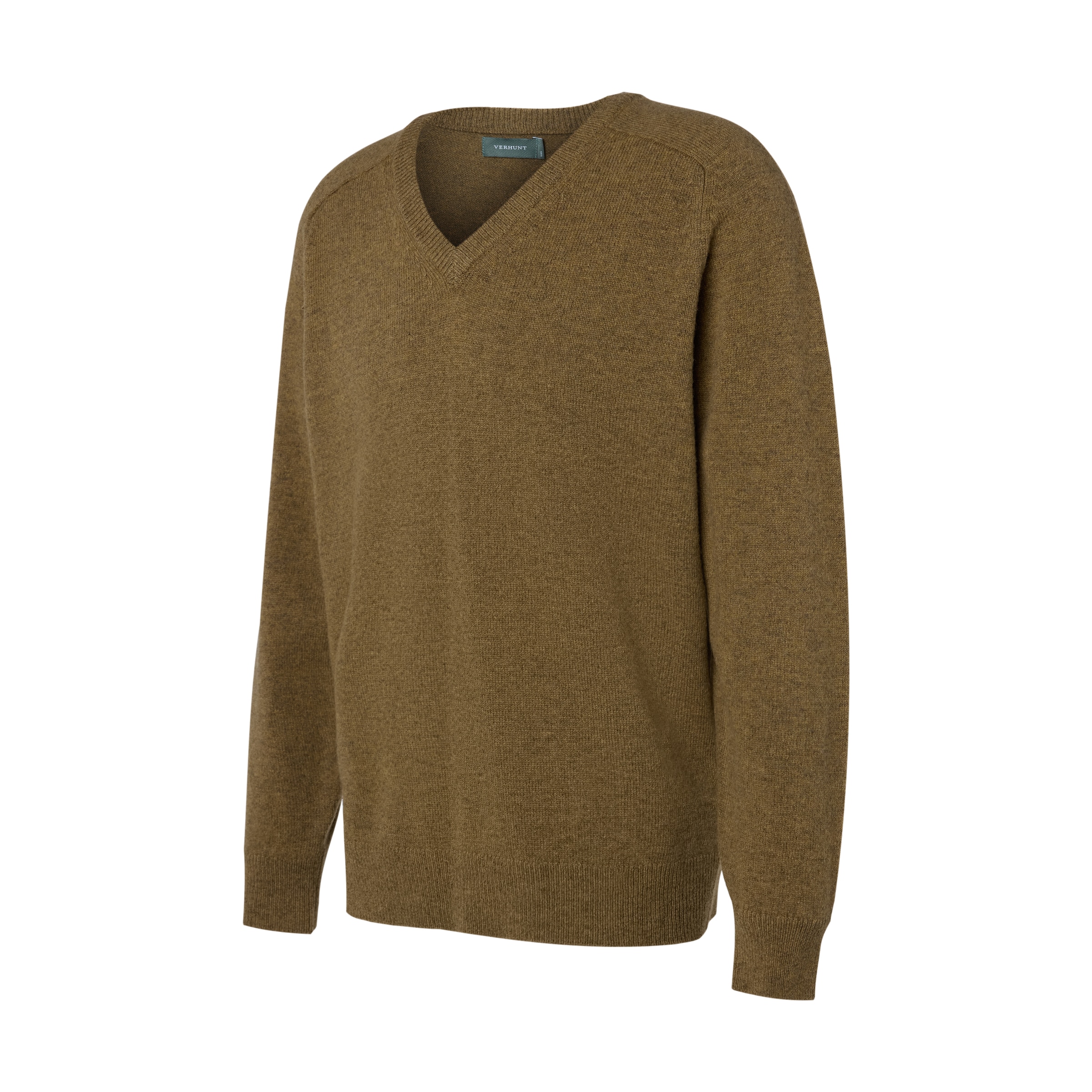 Camisola de Malha Lambswool de Homem com Gola em Bico Bege-5