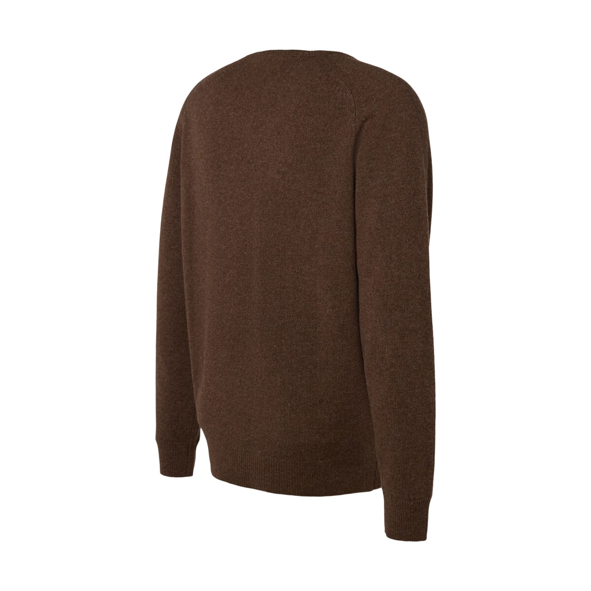 Camisola de Malha Lambswool de Homem com Gola em Bico Castanho-6