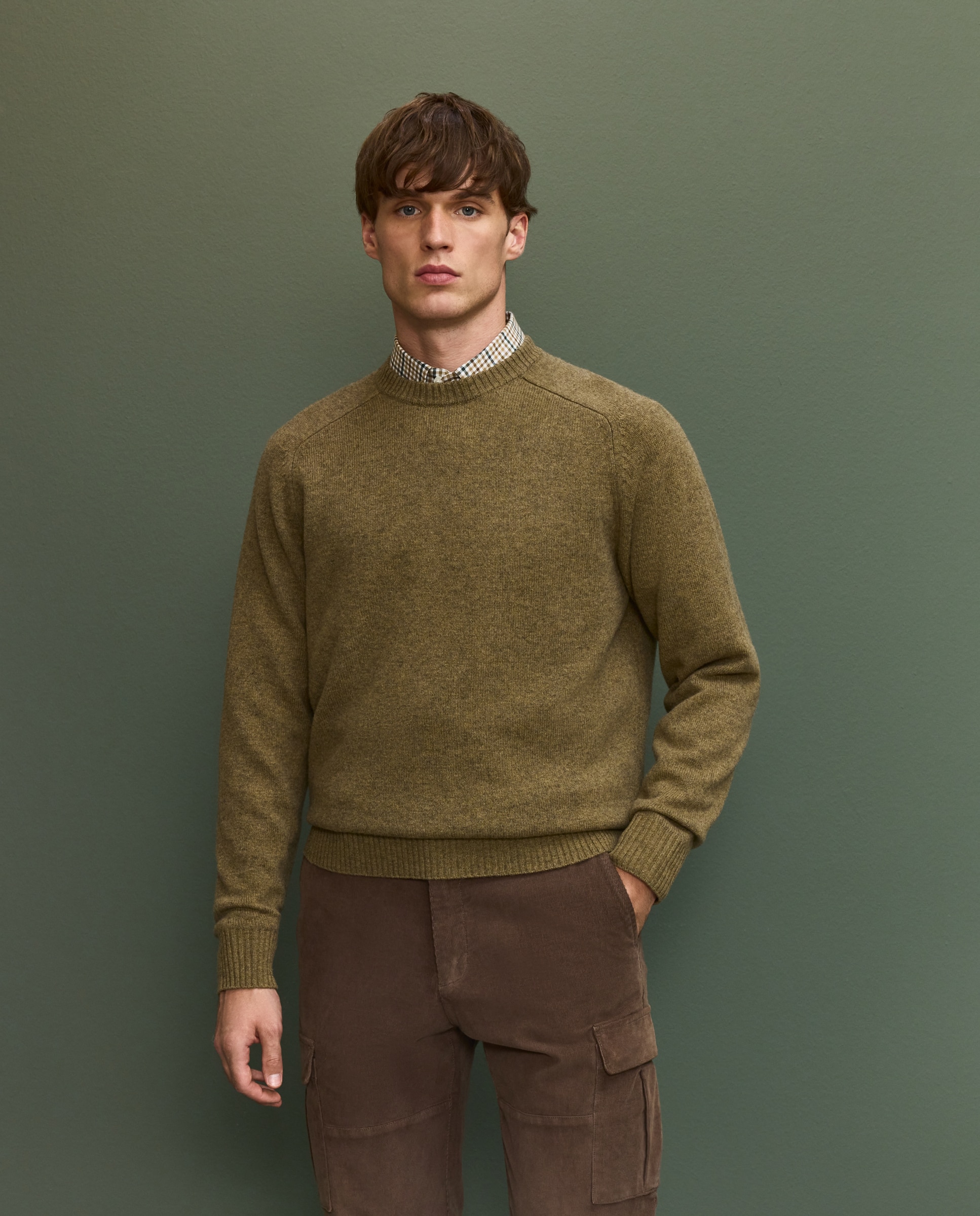 Jersey cuello caja hombre - Beige Beige-1