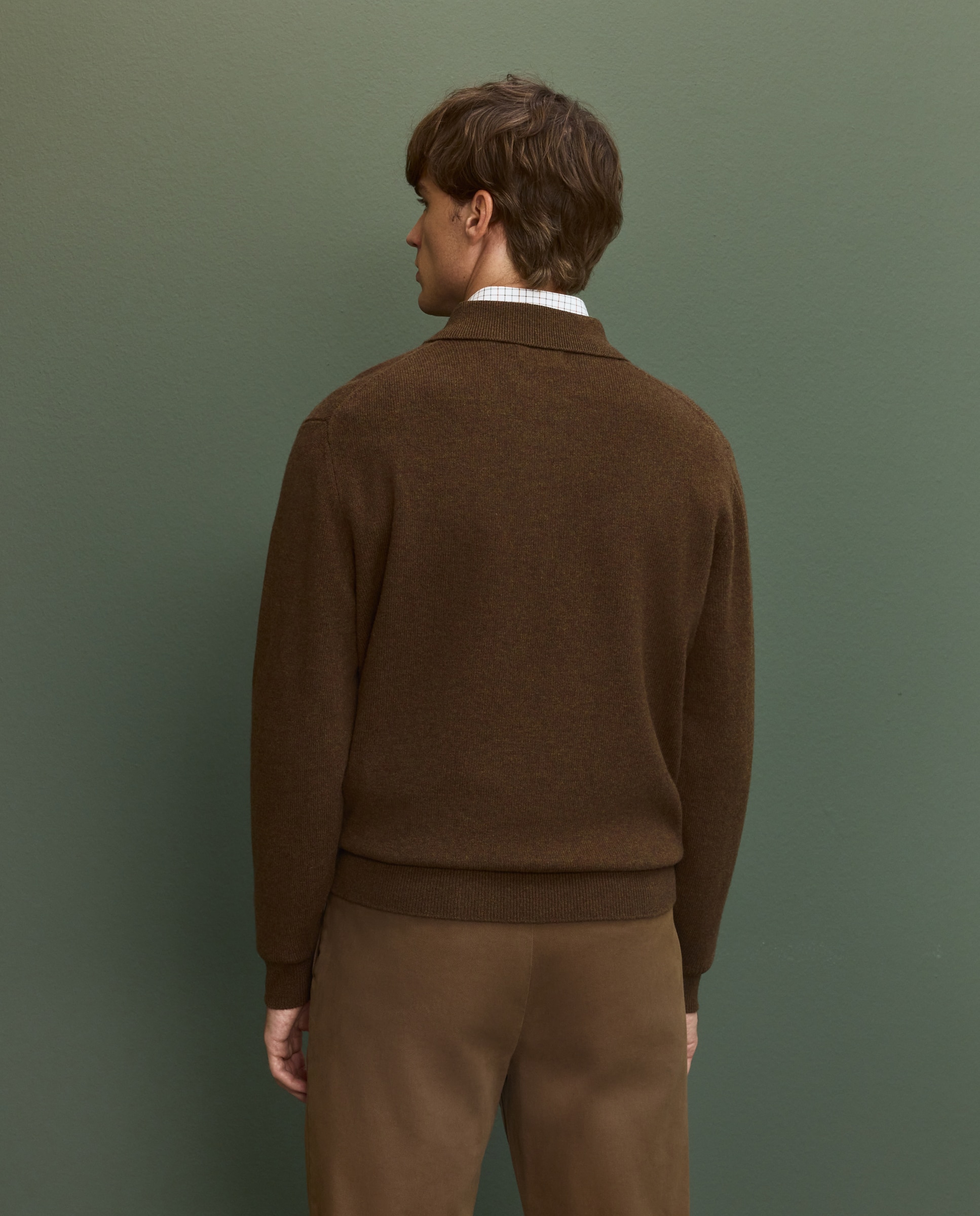 Jersey cuello polo hombre - Marrón Marrón-3